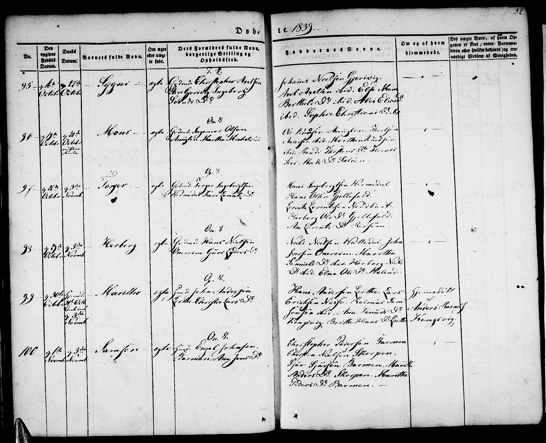 Tysnes sokneprestembete, AV/SAB-A-78601/H/Haa: Ministerialbok nr. A 9, 1837-1848, s. 32