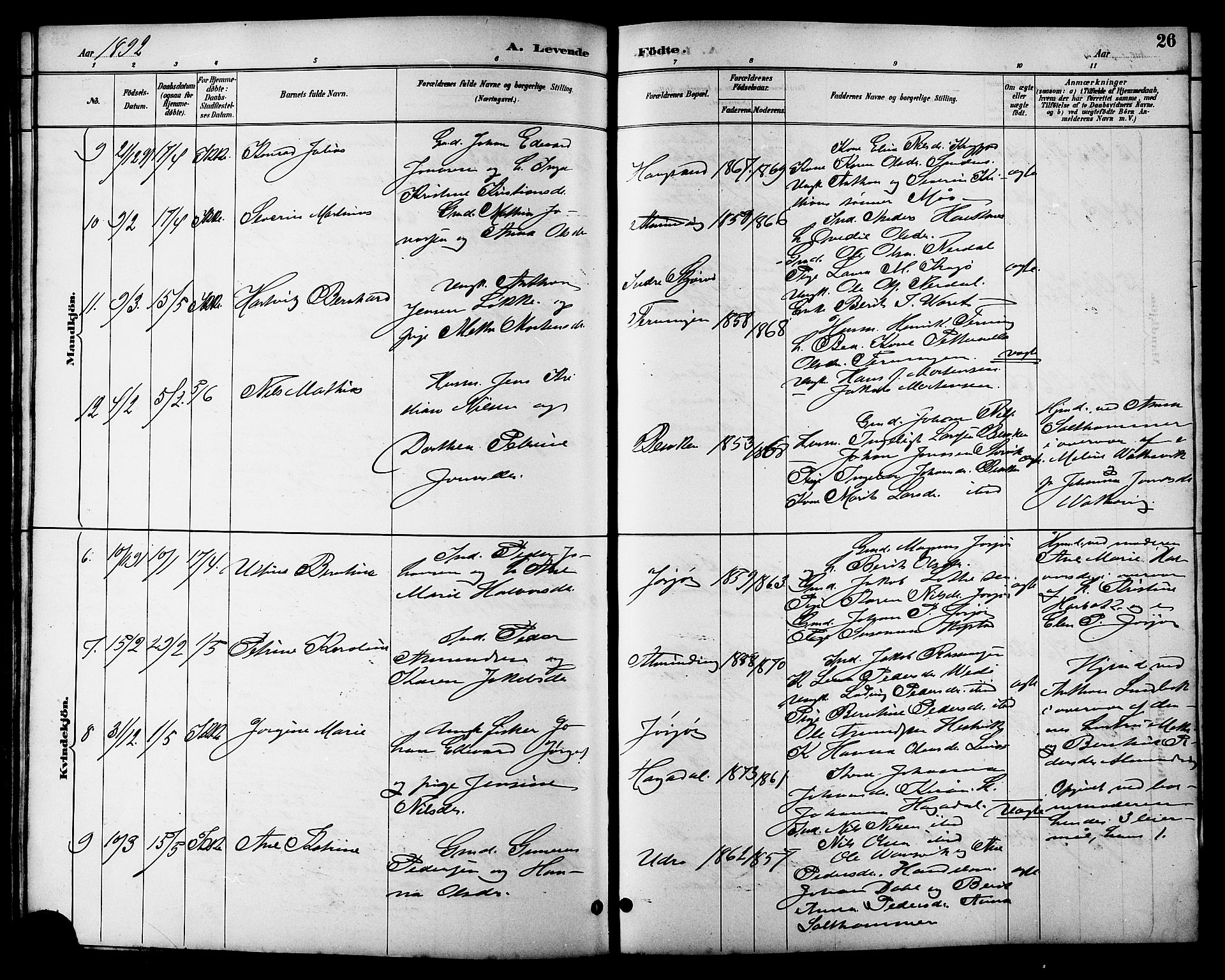 Ministerialprotokoller, klokkerbøker og fødselsregistre - Sør-Trøndelag, SAT/A-1456/657/L0716: Klokkerbok nr. 657C03, 1889-1904, s. 26