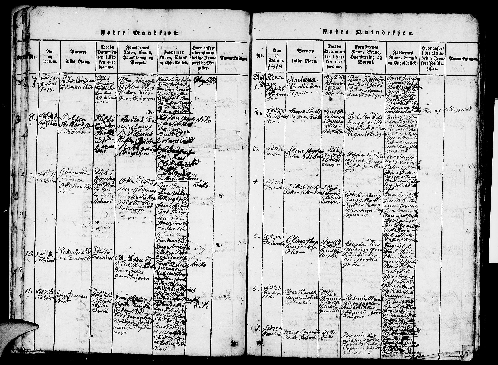 Eid sokneprestembete, SAB/A-82301/H/Hab/Haba/L0001: Klokkerbok nr. A 1, 1816-1862, s. 40-41