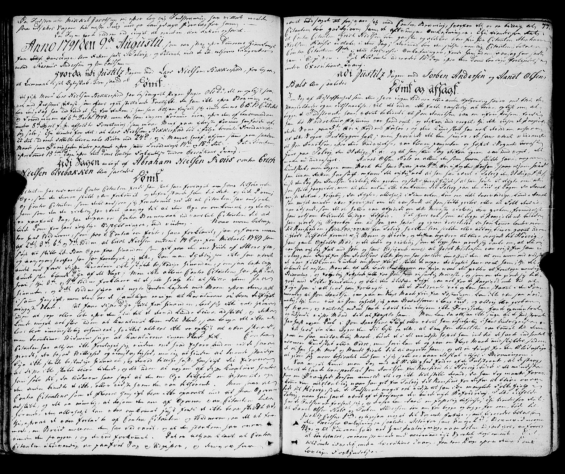 Finnmark sorenskriveri, SATØ/S-0053/F/Fa/L0049: Justisprotokoller, 1789-1802, s. 76b-77a