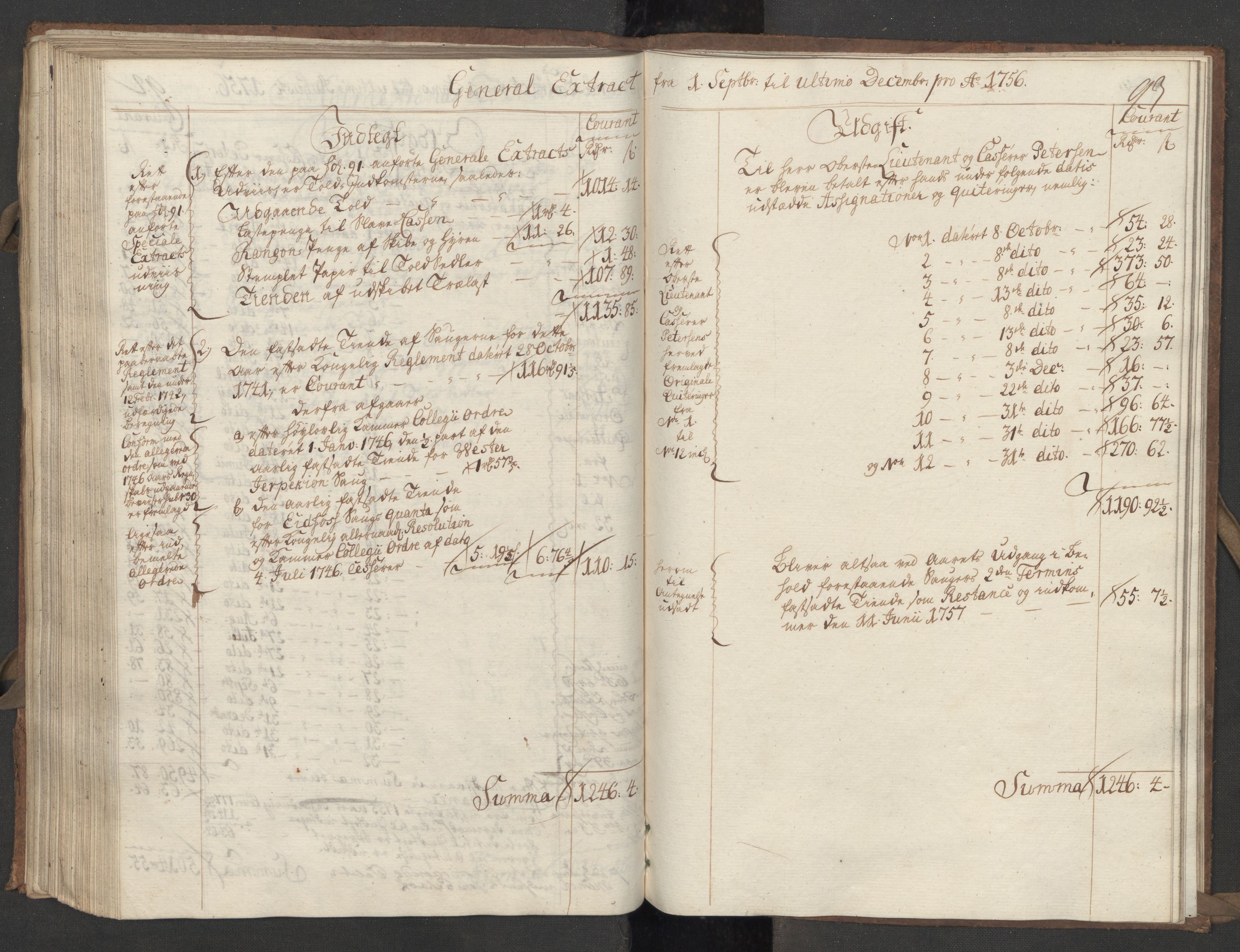 Generaltollkammeret, tollregnskaper, RA/EA-5490/R09/L0022/0001: Tollregnskaper Holmestrand / Utgående hovedtollbok, 1756, s. 92b-93a