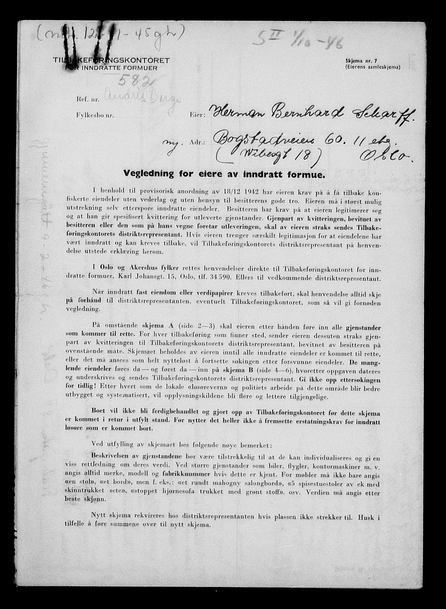 Justisdepartementet, Tilbakeføringskontoret for inndratte formuer, AV/RA-S-1564/H/Hc/Hcc/L0978: --, 1945-1947, s. 12