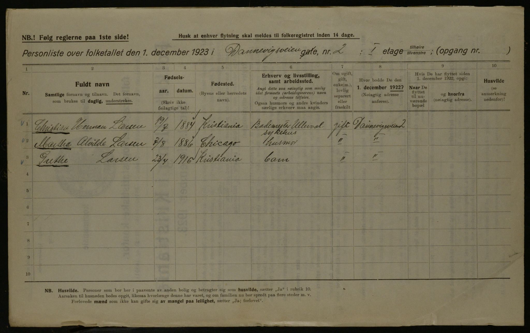 OBA, Kommunal folketelling 1.12.1923 for Kristiania, 1923, s. 16874