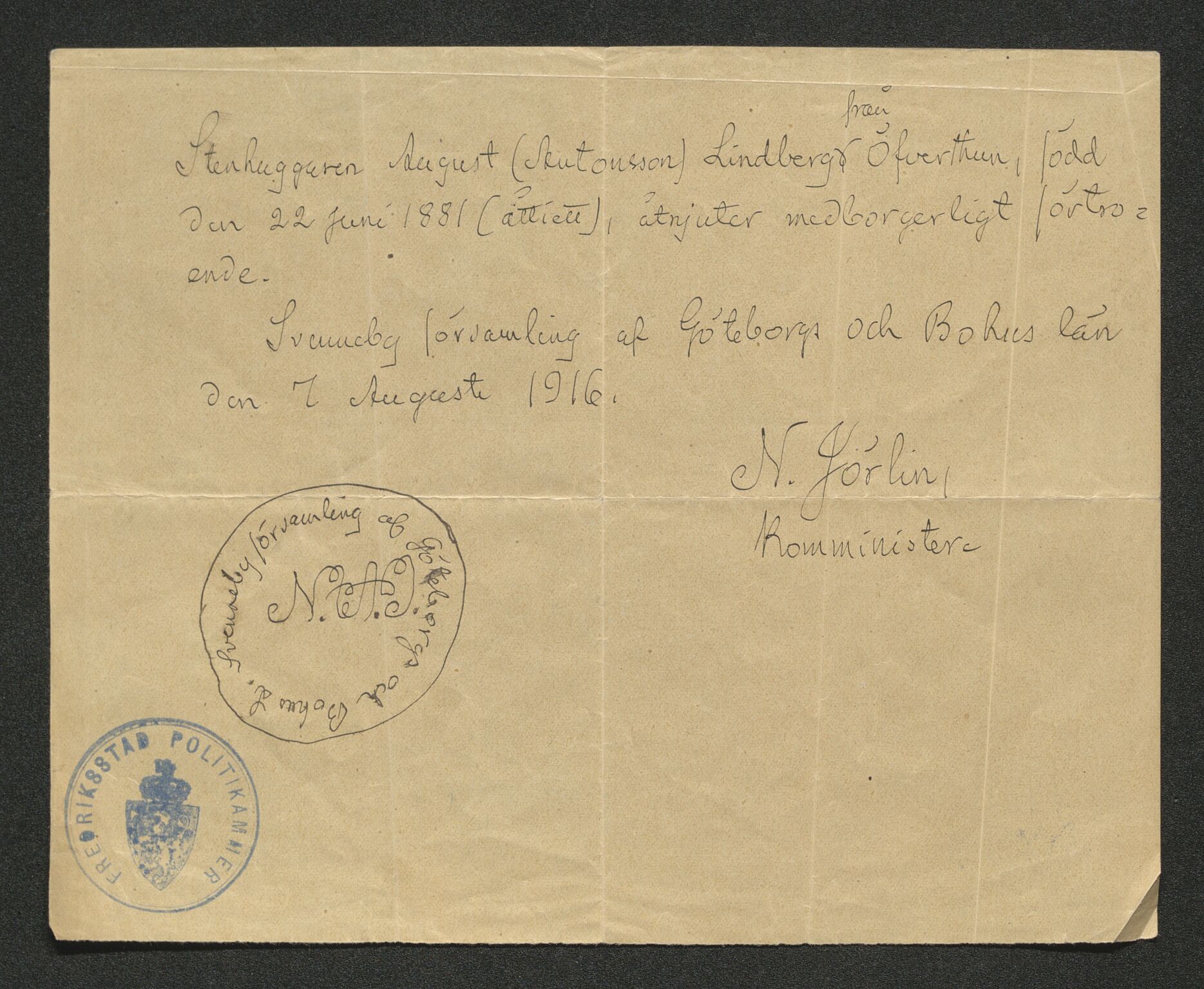 Fredrikstad politikammer, AV/SAO-A-10055/H/Hb/Hba/L0002: Protokoll over fremmede statsborgere, 1916-1919