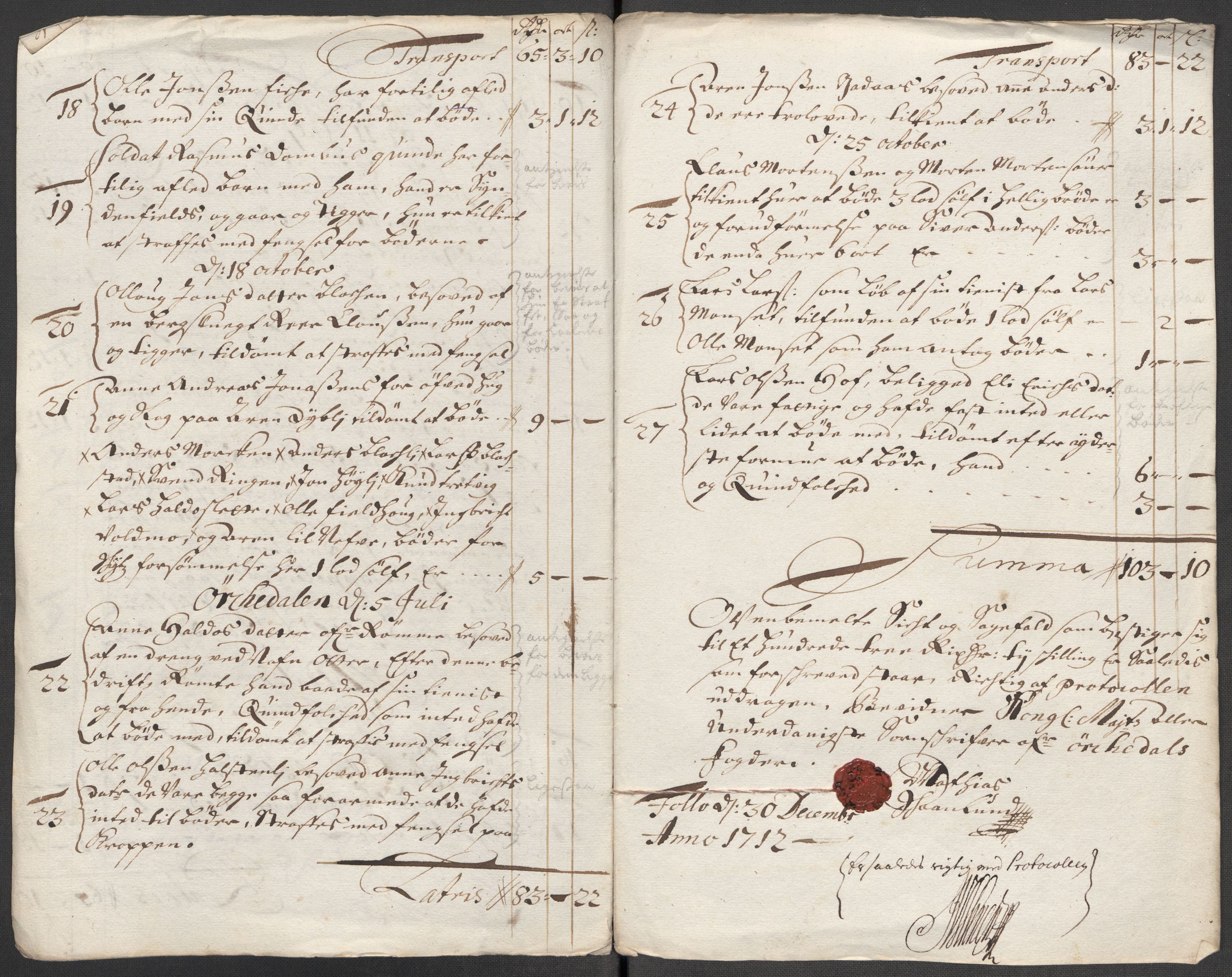 Rentekammeret inntil 1814, Reviderte regnskaper, Fogderegnskap, RA/EA-4092/R60/L3963: Fogderegnskap Orkdal og Gauldal, 1712, s. 200