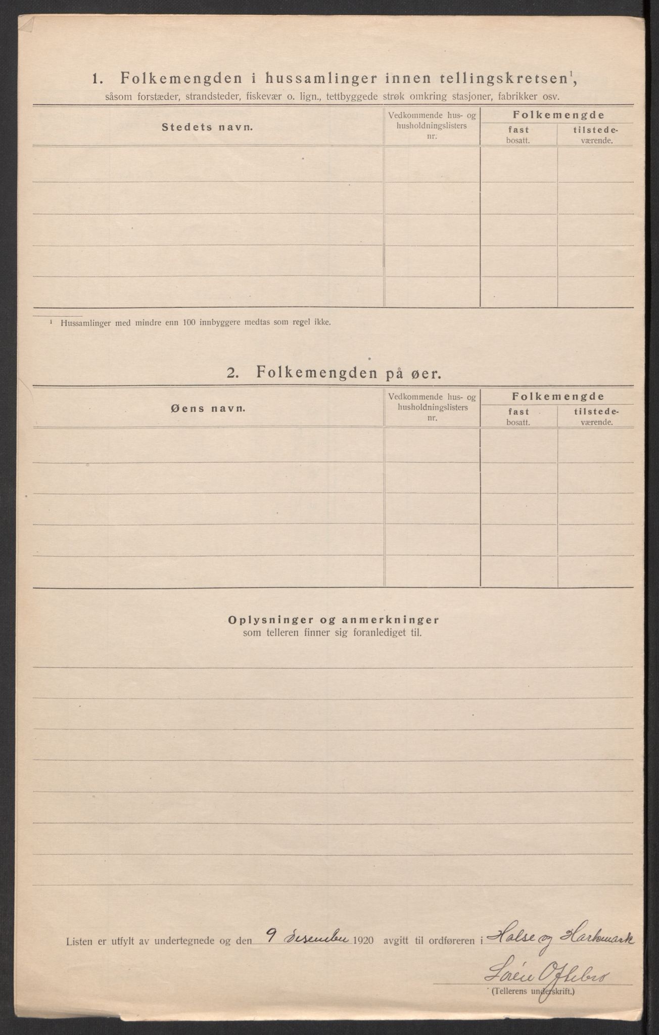 SAK, Folketelling 1920 for 1019 Halse og Harkmark herred, 1920, s. 33