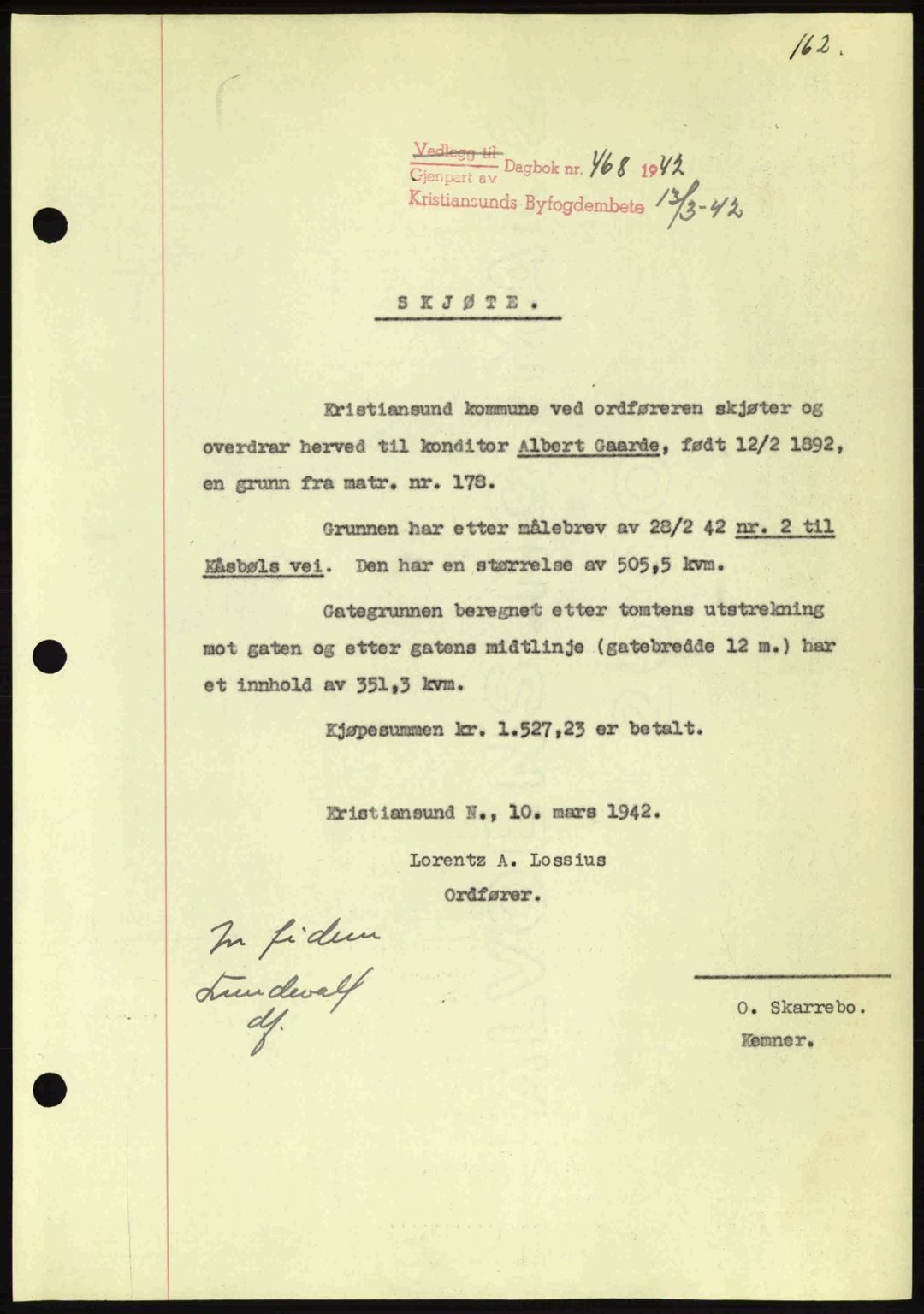 Kristiansund byfogd, AV/SAT-A-4587/A/27: Pantebok nr. 34, 1941-1945, Dagboknr: 468/1942
