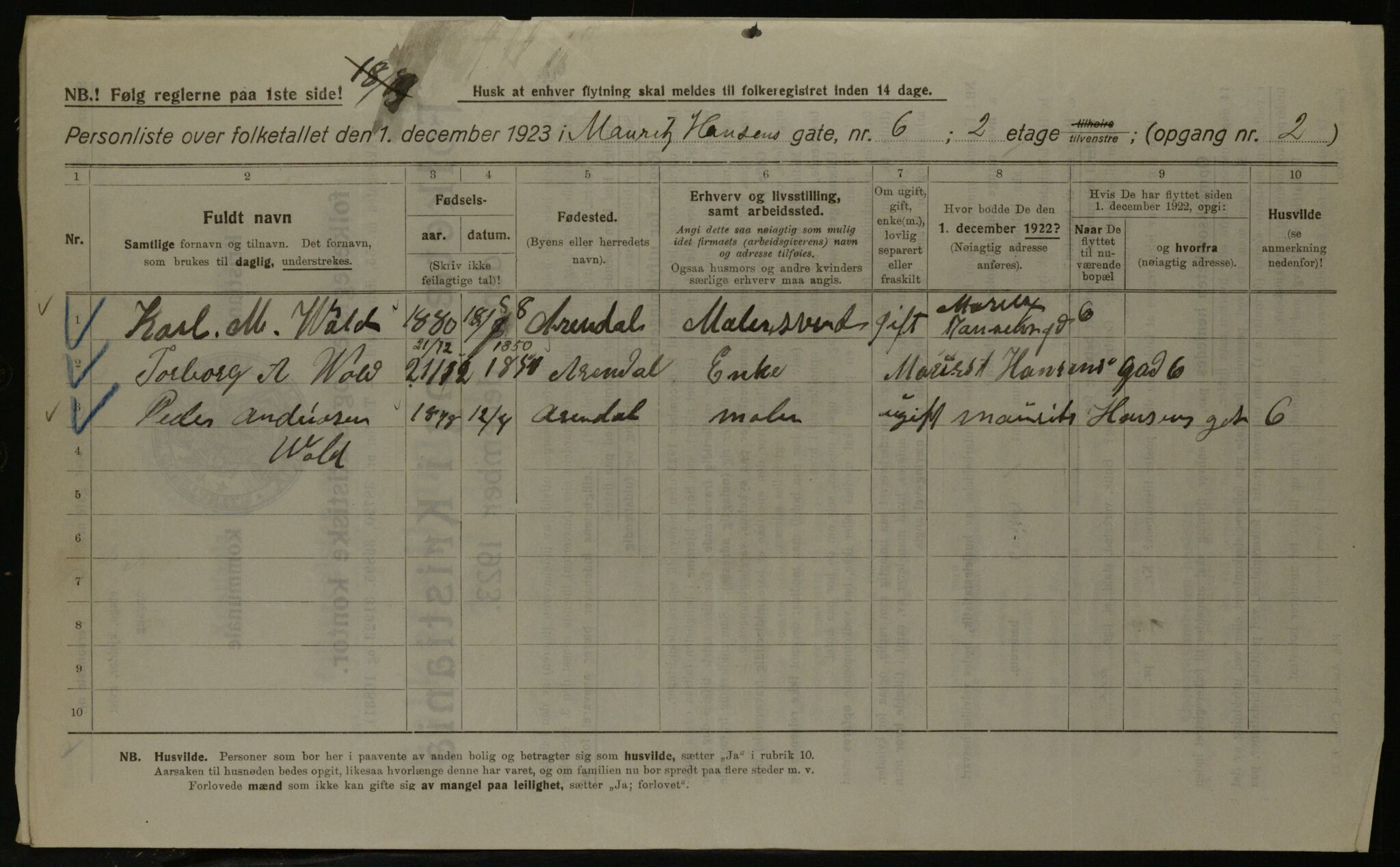 OBA, Kommunal folketelling 1.12.1923 for Kristiania, 1923, s. 71974