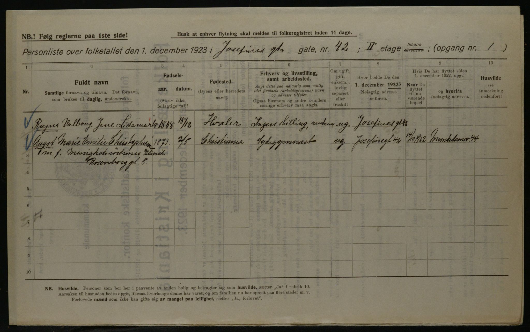 OBA, Kommunal folketelling 1.12.1923 for Kristiania, 1923, s. 53477