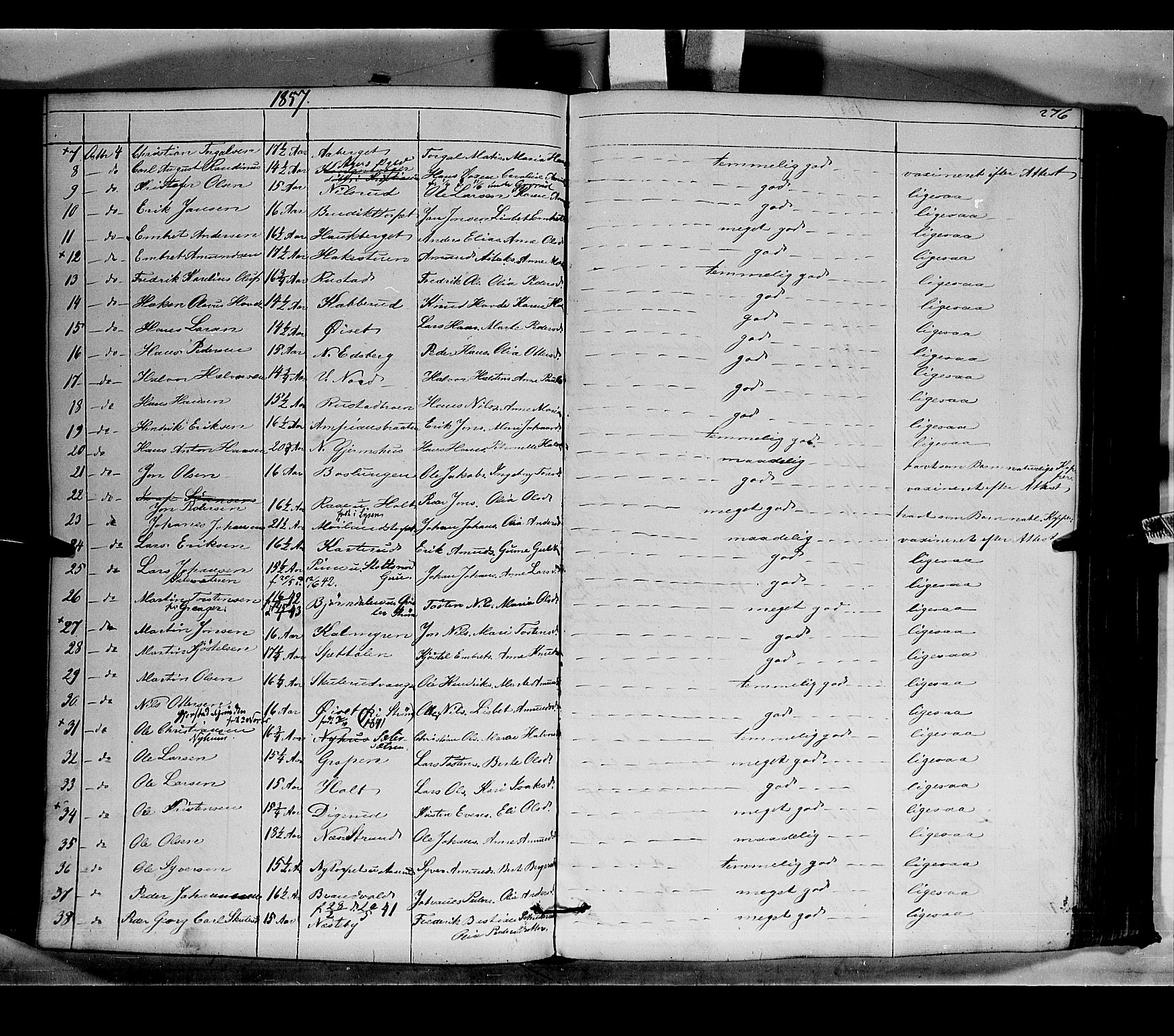 Vinger prestekontor, AV/SAH-PREST-024/H/Ha/Haa/L0010: Ministerialbok nr. 10, 1855-1861, s. 276