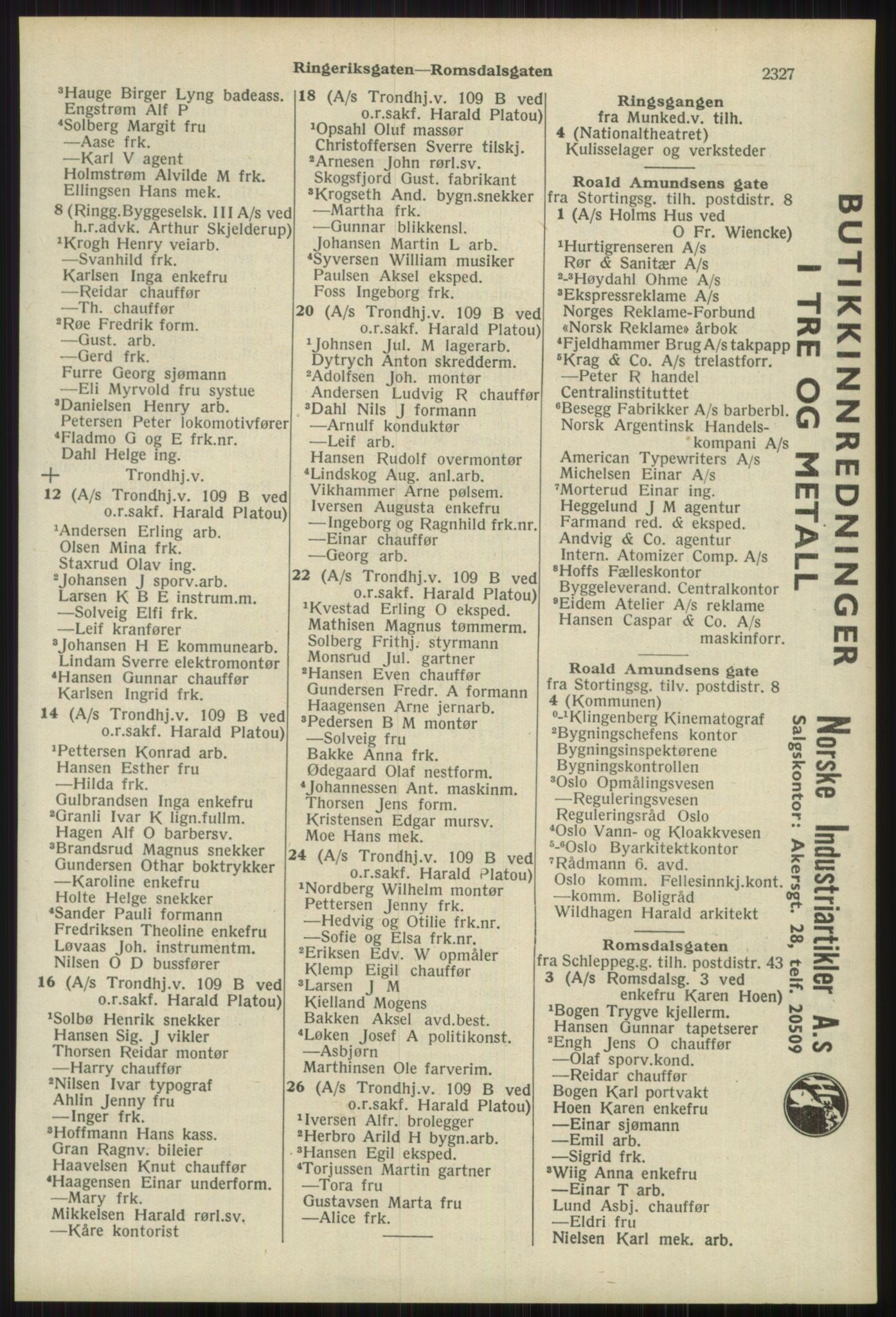Kristiania/Oslo adressebok, PUBL/-, 1939, s. 2327