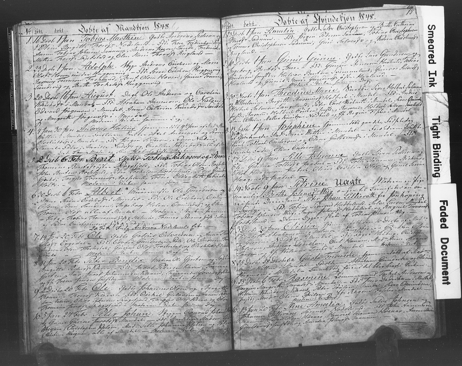 Mandal sokneprestkontor, AV/SAK-1111-0030/F/Fb/Fba/L0006: Klokkerbok nr. B 1F, 1846-1849, s. 15