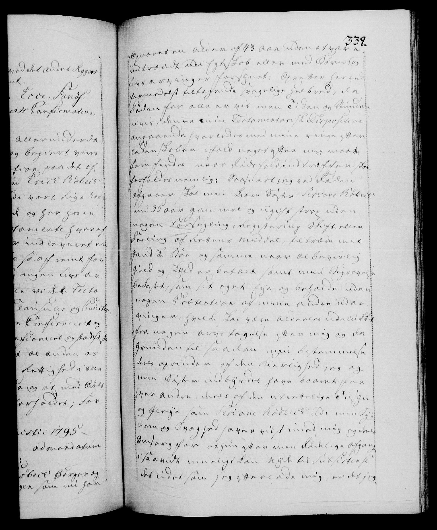 Danske Kanselli 1572-1799, AV/RA-EA-3023/F/Fc/Fca/Fcaa/L0056: Norske registre, 1795-1796, s. 339a