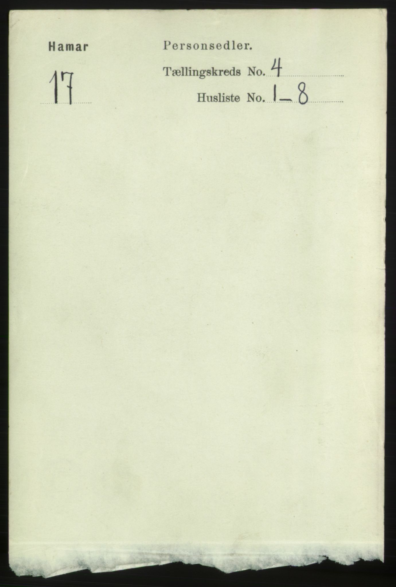 RA, Folketelling 1891 for 0401 Hamar kjøpstad, 1891, s. 2693