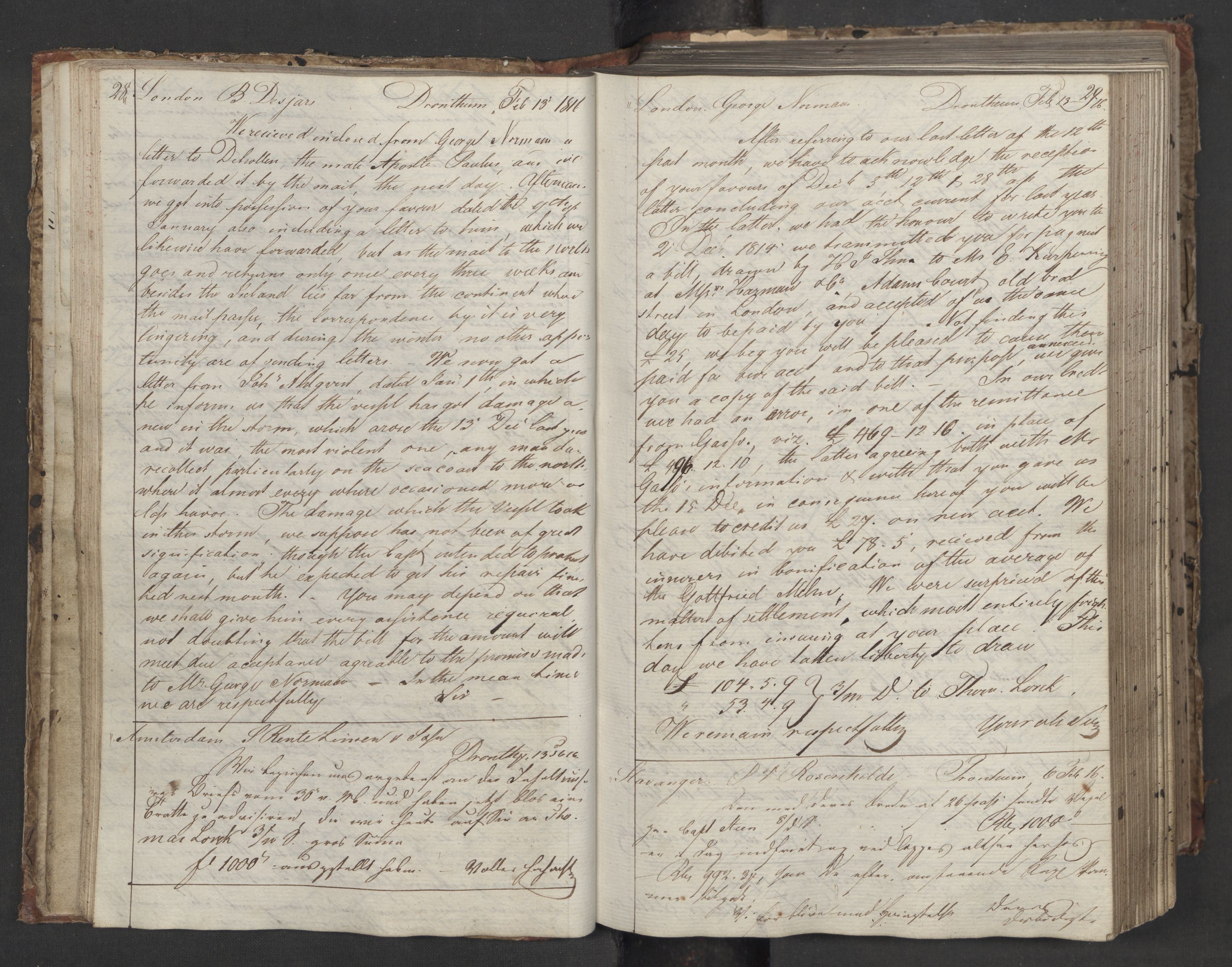 Hoë, Herman & Co, AV/SAT-PA-0280/11/L0013: Kopibok, utenriks, 1815-1821, s. 28-29
