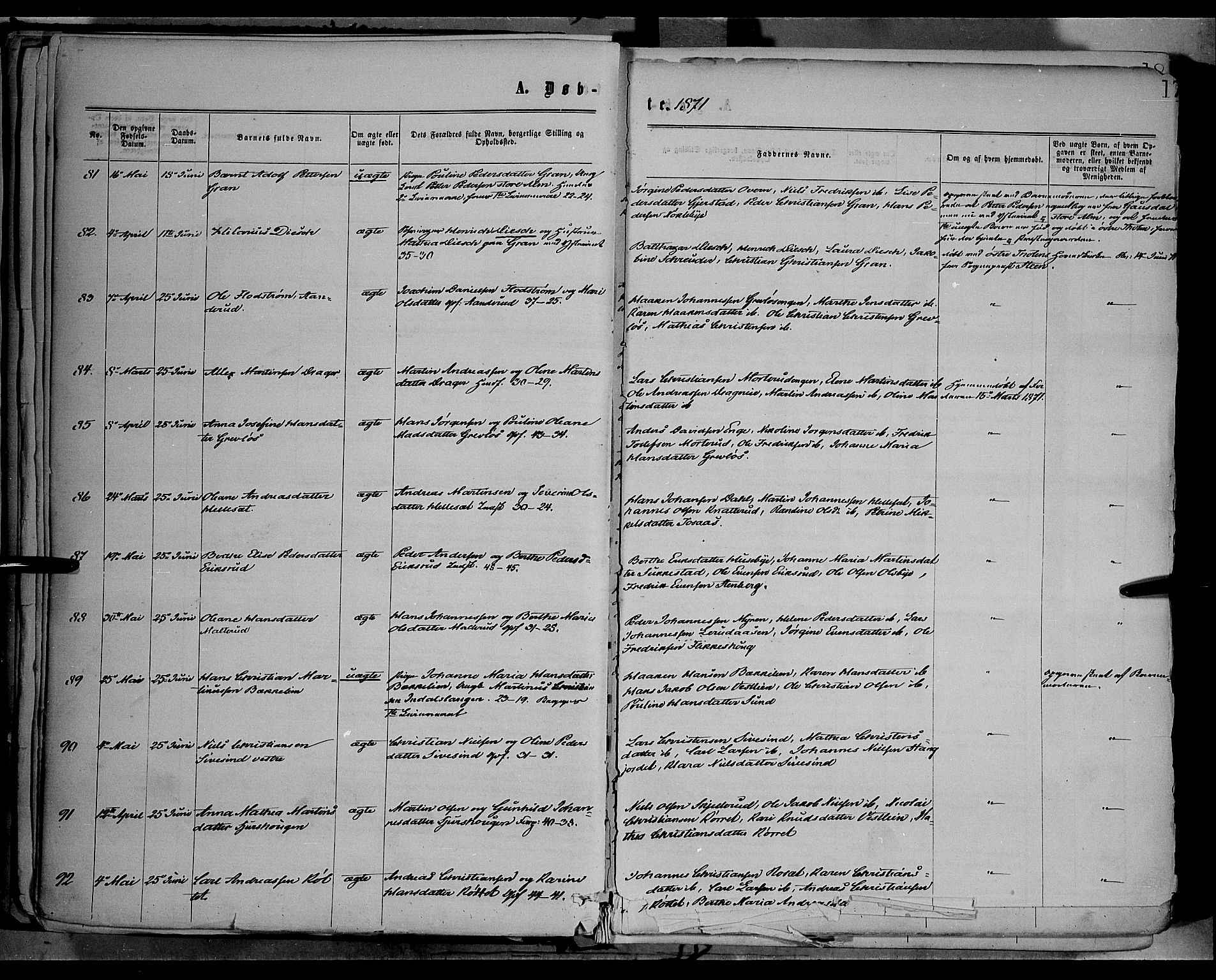 Vestre Toten prestekontor, SAH/PREST-108/H/Ha/Haa/L0008: Ministerialbok nr. 8, 1870-1877, s. 17