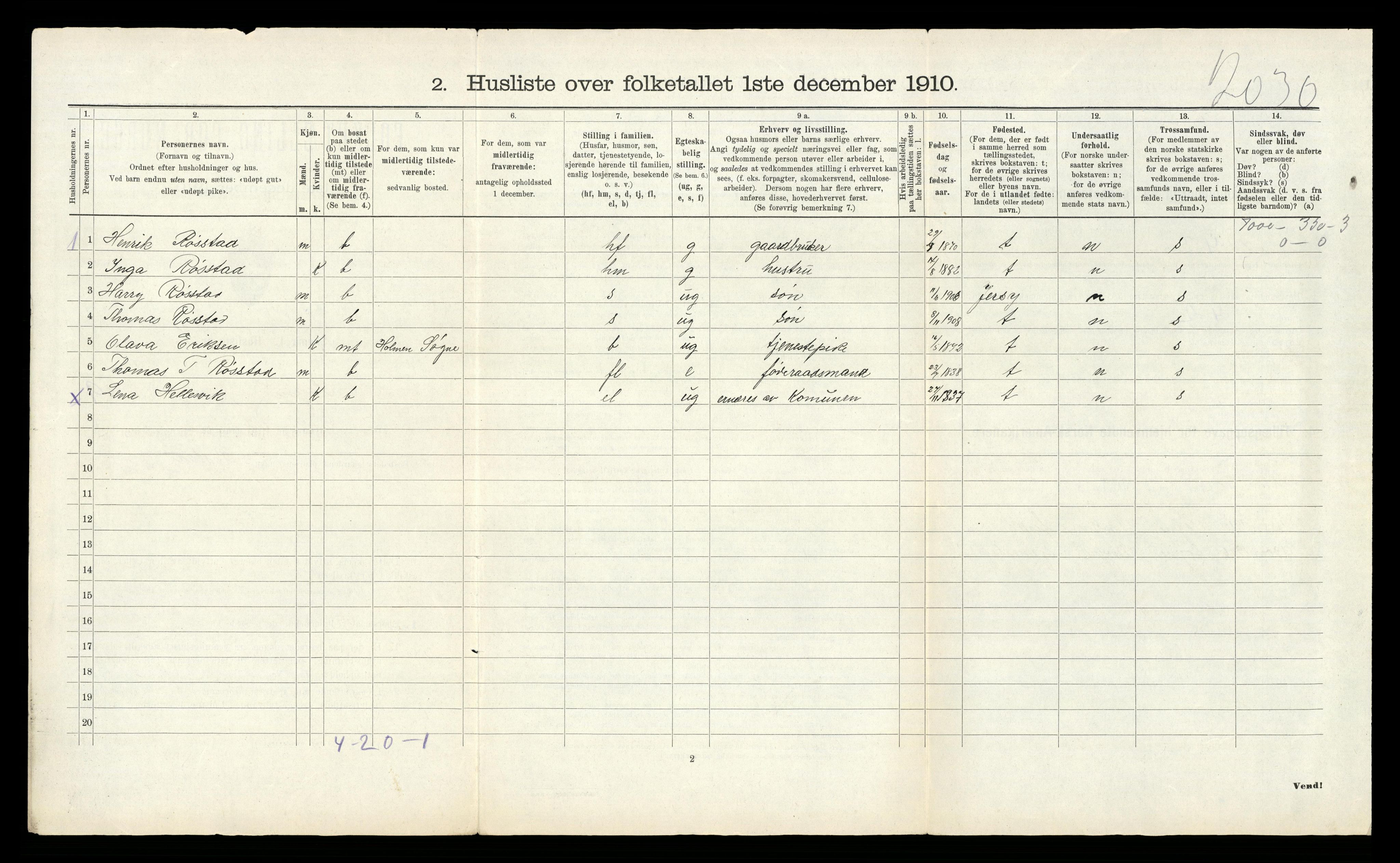 RA, Folketelling 1910 for 1018 Søgne herred, 1910, s. 911