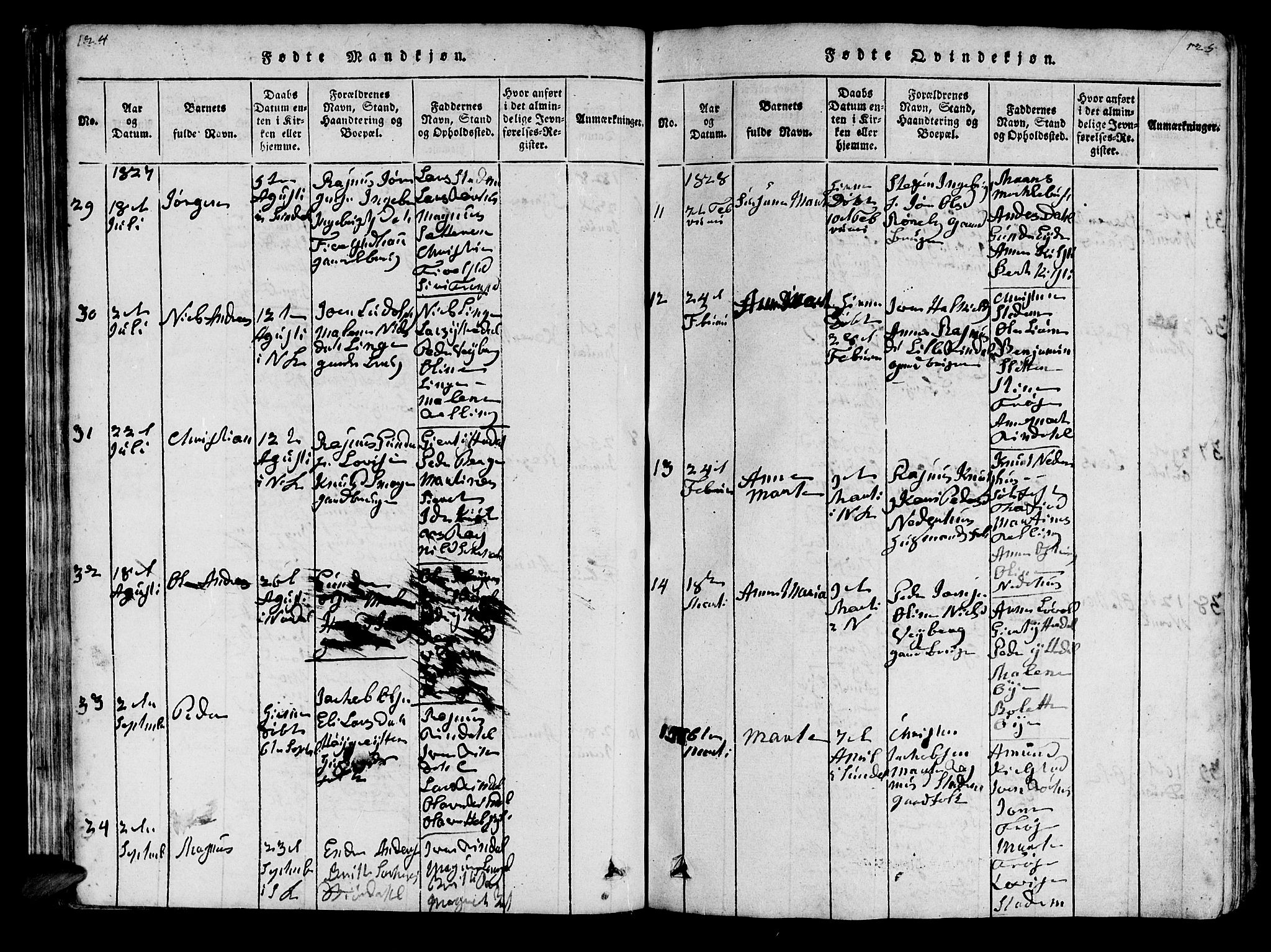 Ministerialprotokoller, klokkerbøker og fødselsregistre - Møre og Romsdal, AV/SAT-A-1454/519/L0246: Ministerialbok nr. 519A05, 1817-1834, s. 124-125