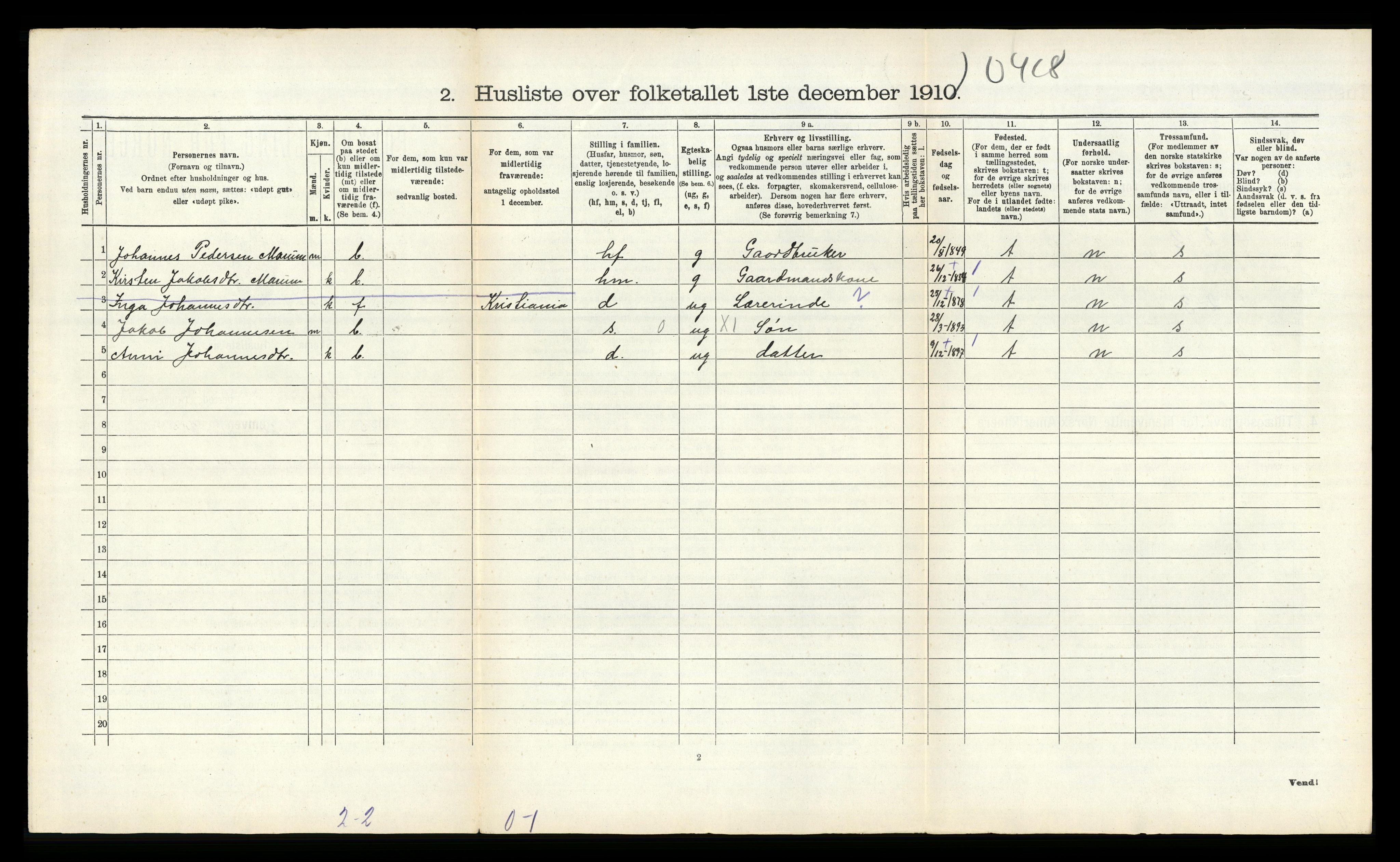 RA, Folketelling 1910 for 0818 Solum herred, 1910, s. 2394