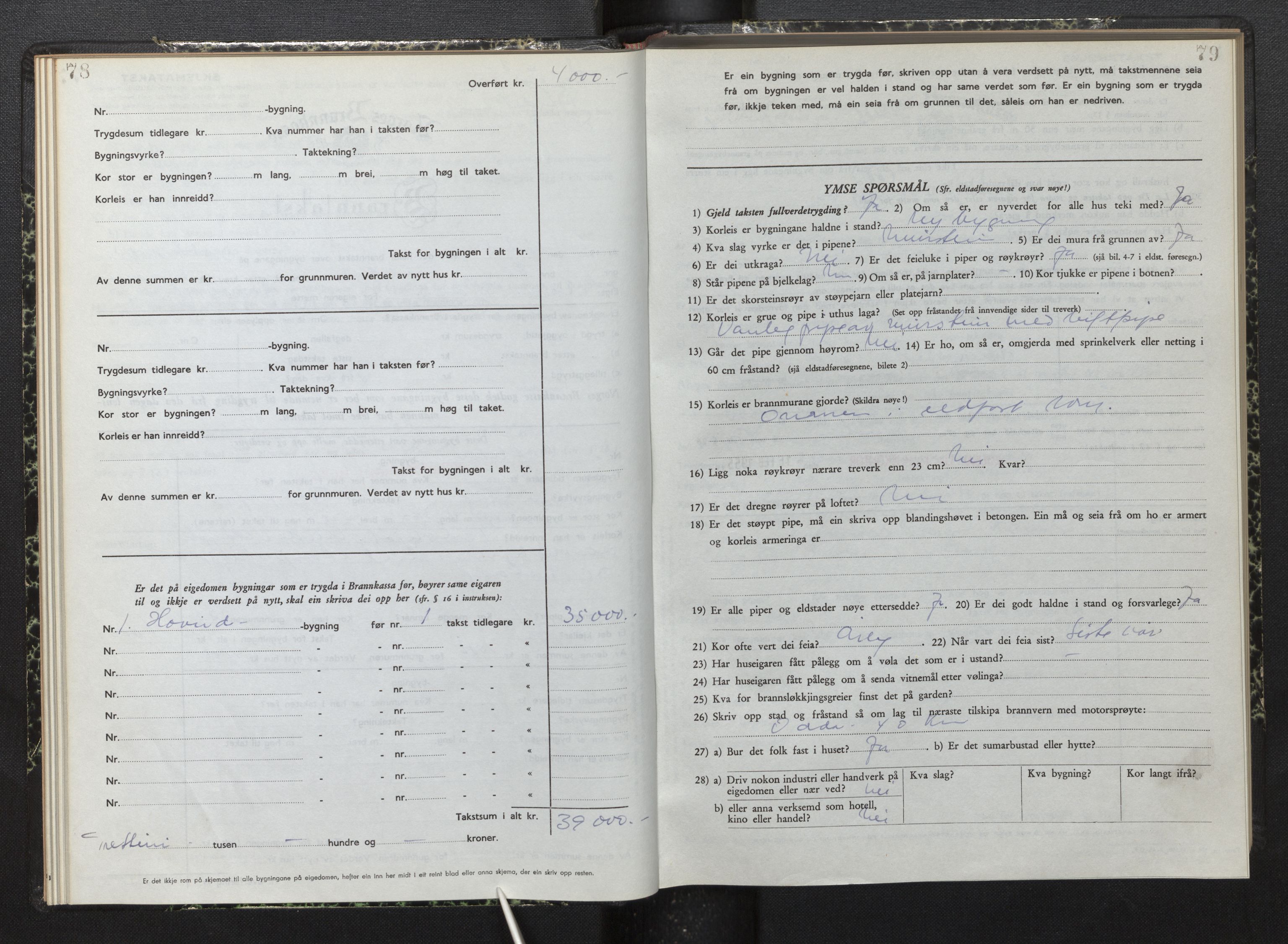 Lensmannen i Røldal, AV/SAB-A-34501/0012/L0005: Branntakstprotokoll, skjematakst, 1951-1963, s. 78-79