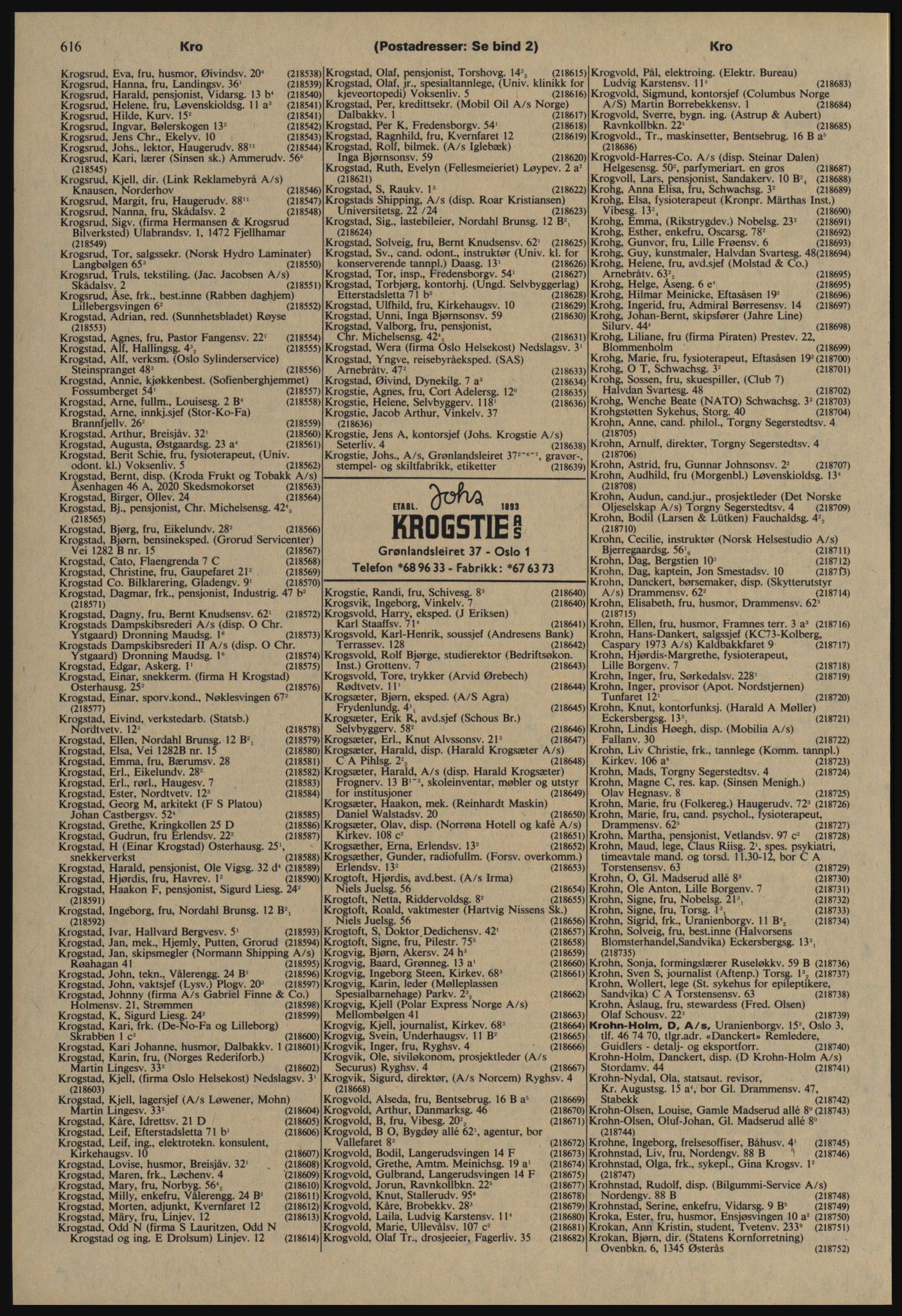 Kristiania/Oslo adressebok, PUBL/-, 1977-1978, s. 616