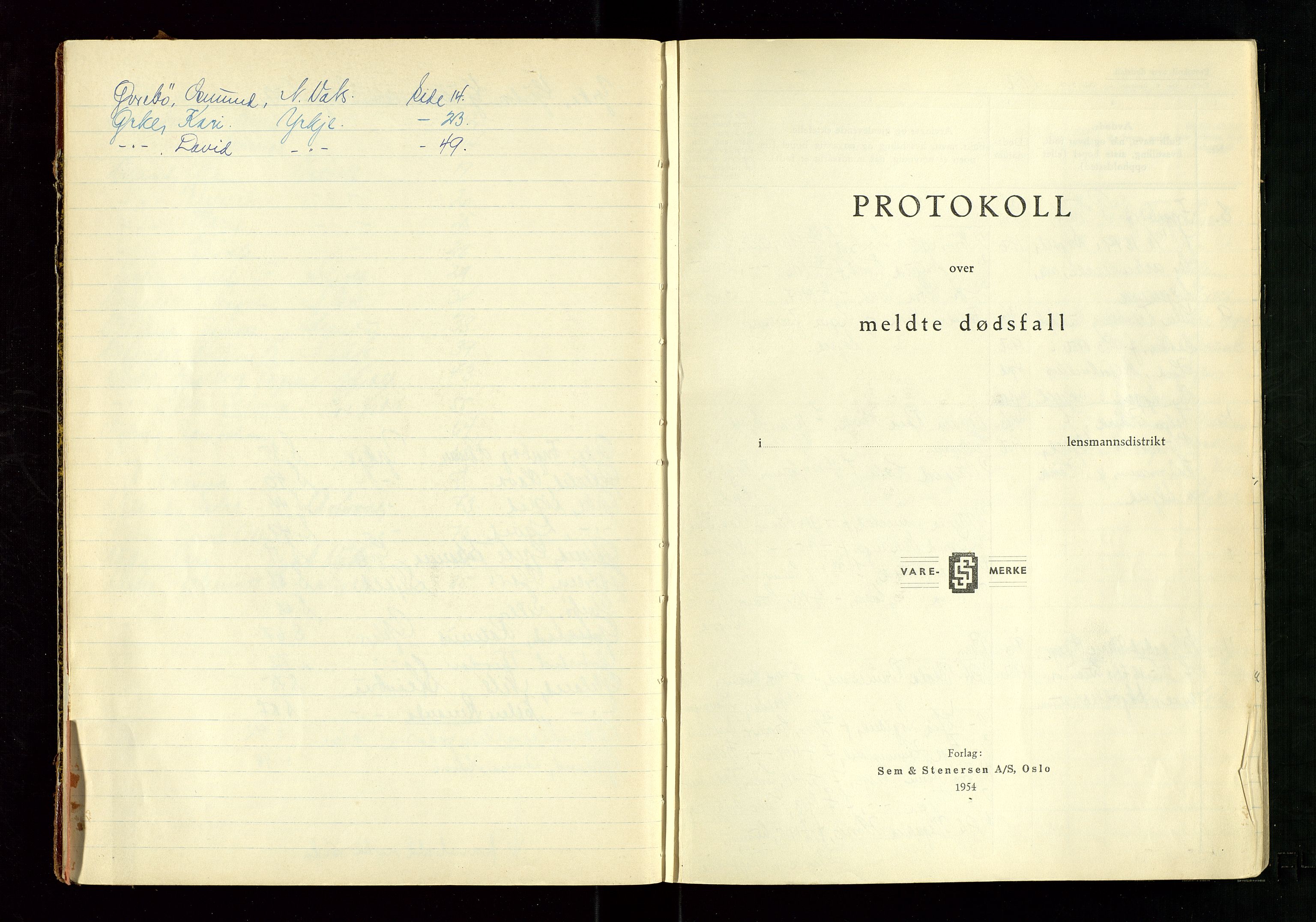 Skjold lensmannskontor, AV/SAST-A-100182/Gga/L0007: "Protokoll over anmeldte dødsfall i Skjold lensmannsdistrikt", 1956-1965