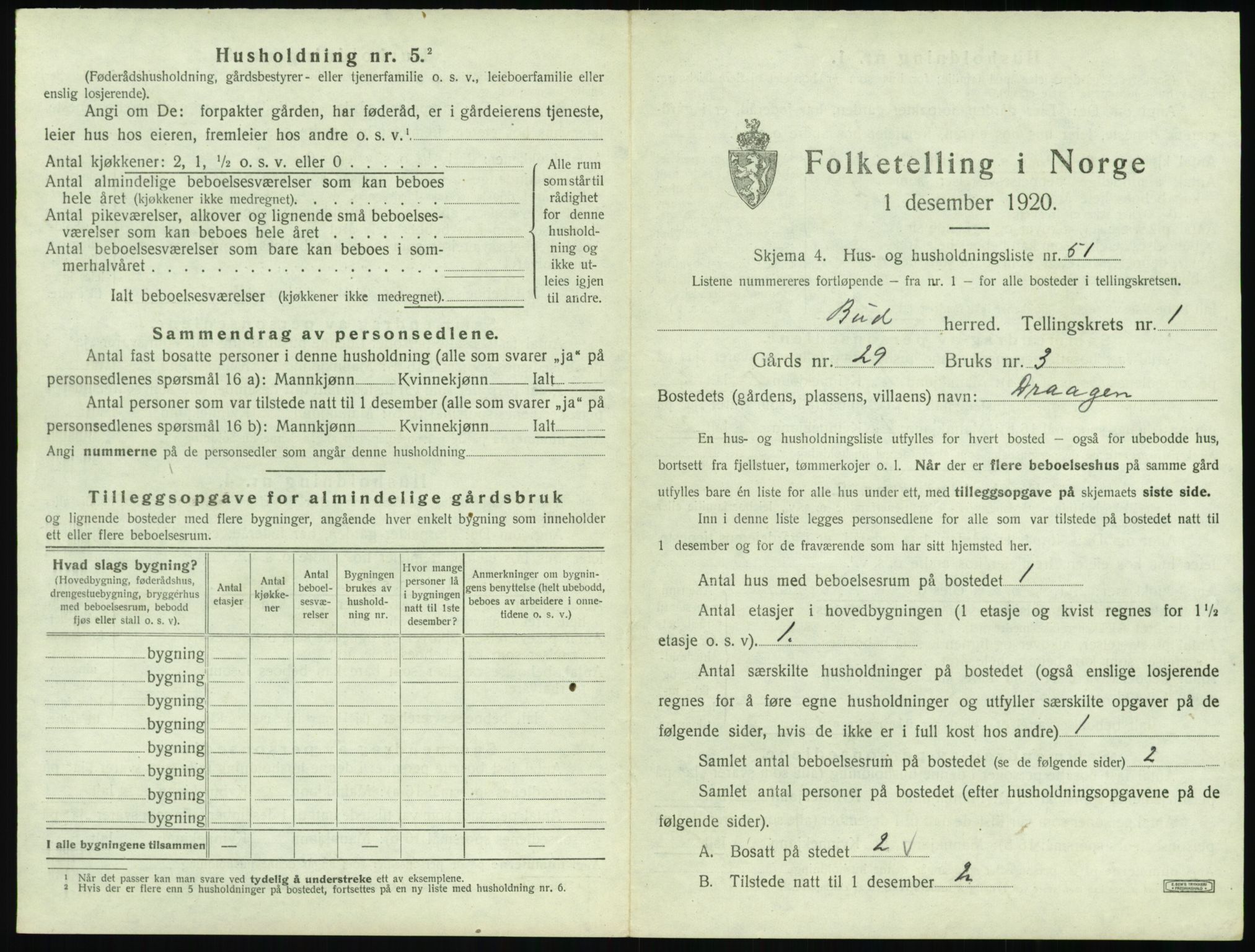 SAT, Folketelling 1920 for 1549 Bud herred, 1920, s. 122