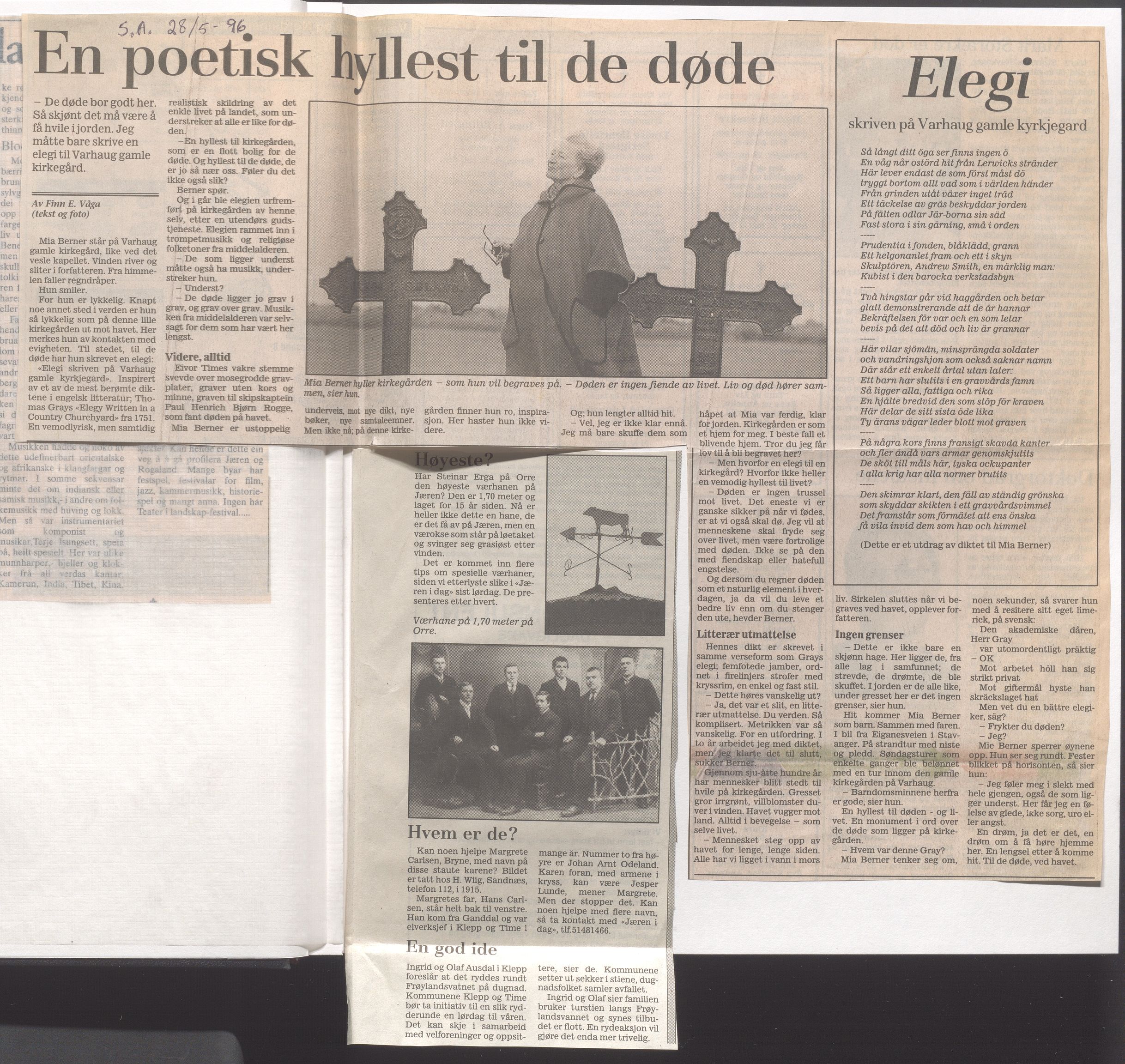 Hå kommune - Kulturetaten, IKAR/A-304/Ub/Ubc/L0010: Avisutklipp - Diverse, 1996