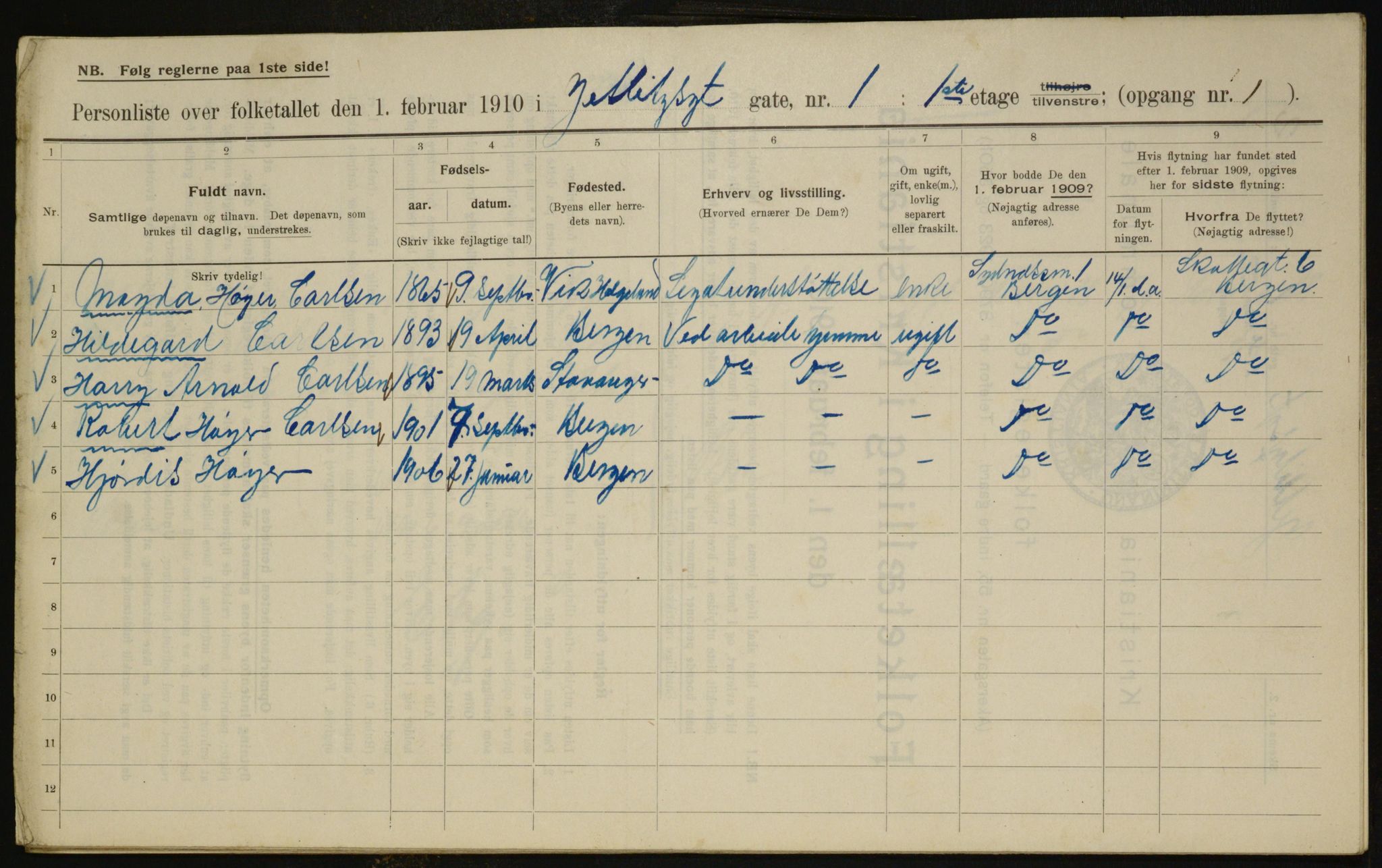 OBA, Kommunal folketelling 1.2.1910 for Kristiania, 1910, s. 121936