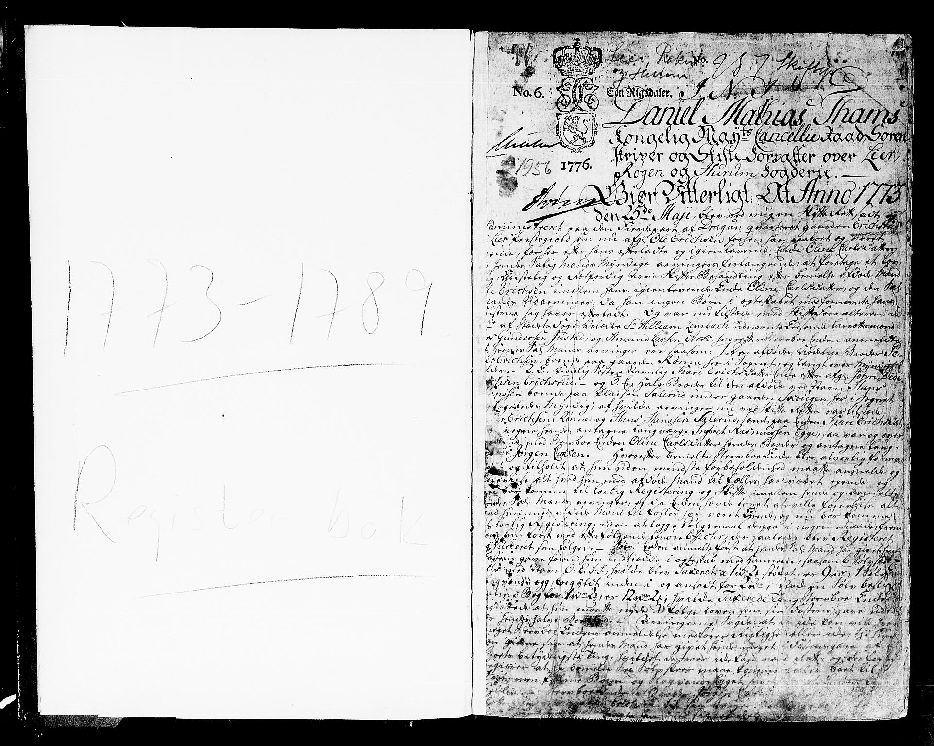 Lier, Røyken og Hurum sorenskriveri, AV/SAKO-A-89/H/Hc/L0006: Skifteprotokoll, 1773-1789, s. 0b-1a