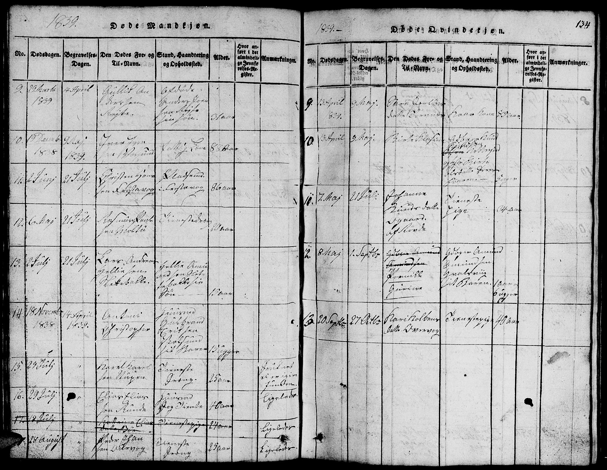 Ministerialprotokoller, klokkerbøker og fødselsregistre - Møre og Romsdal, SAT/A-1454/507/L0078: Klokkerbok nr. 507C01, 1816-1840, s. 134