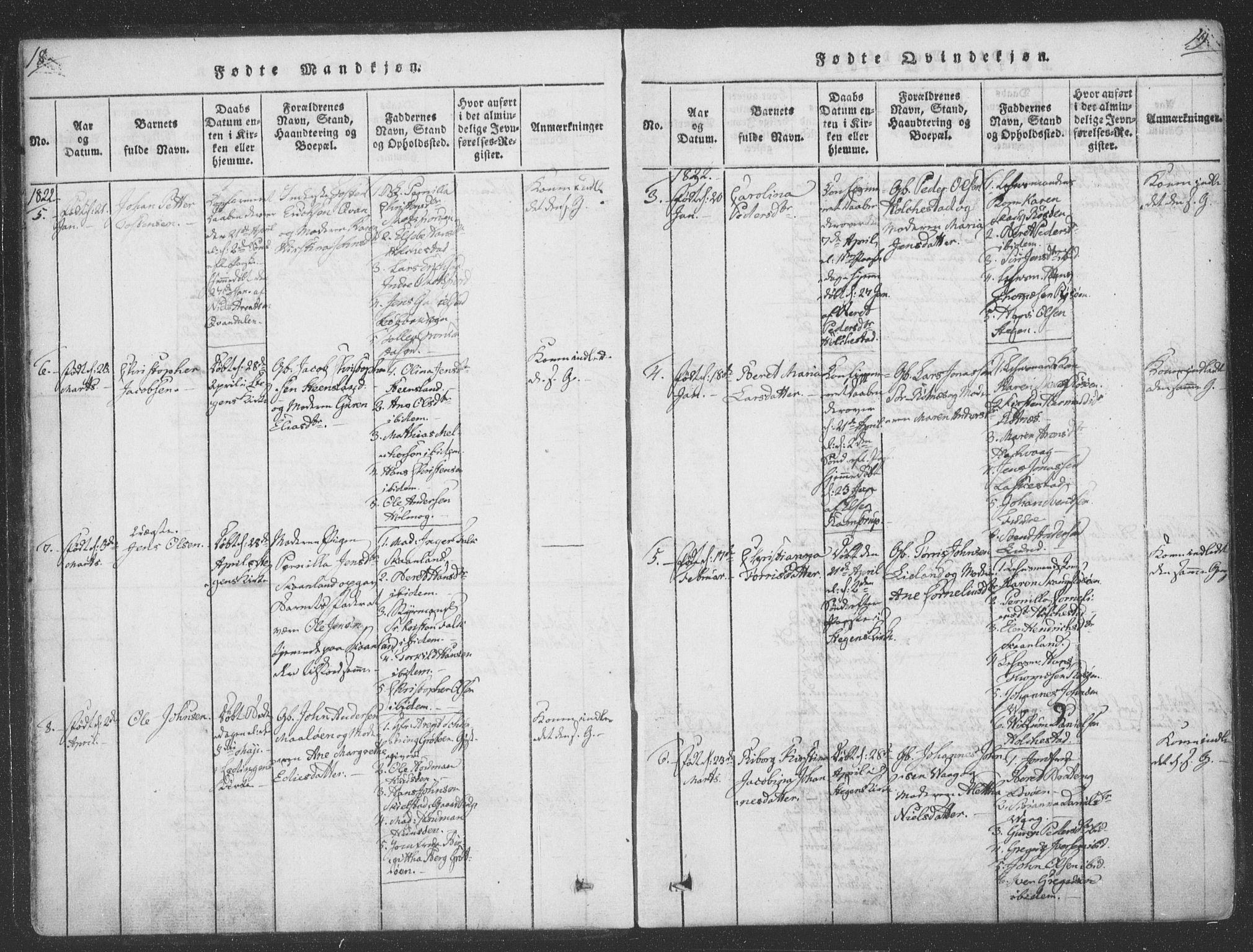 Ministerialprotokoller, klokkerbøker og fødselsregistre - Nordland, SAT/A-1459/855/L0798: Ministerialbok nr. 855A06, 1821-1835, s. 18-19