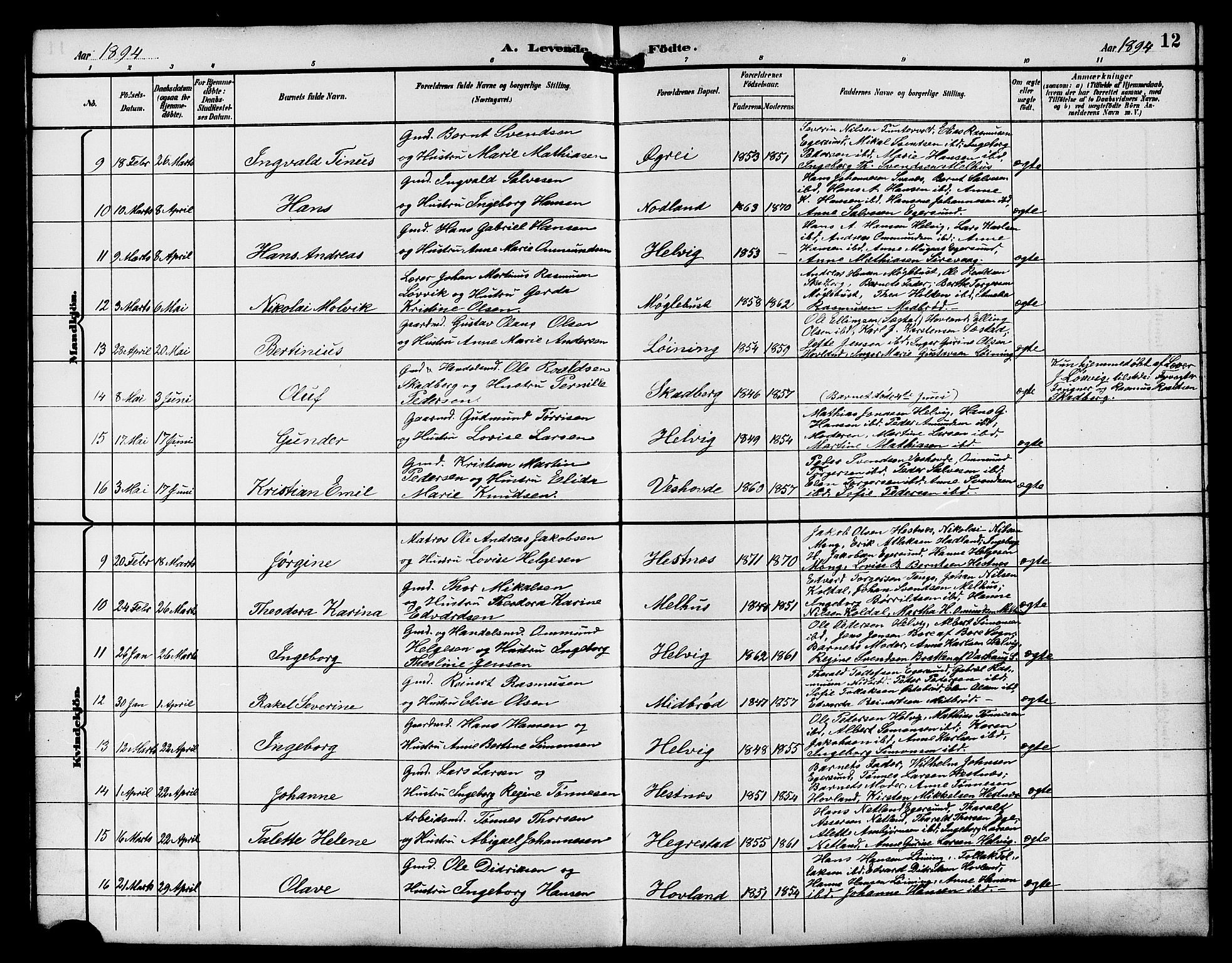 Eigersund sokneprestkontor, AV/SAST-A-101807/S09/L0009: Klokkerbok nr. B 9, 1893-1907, s. 12