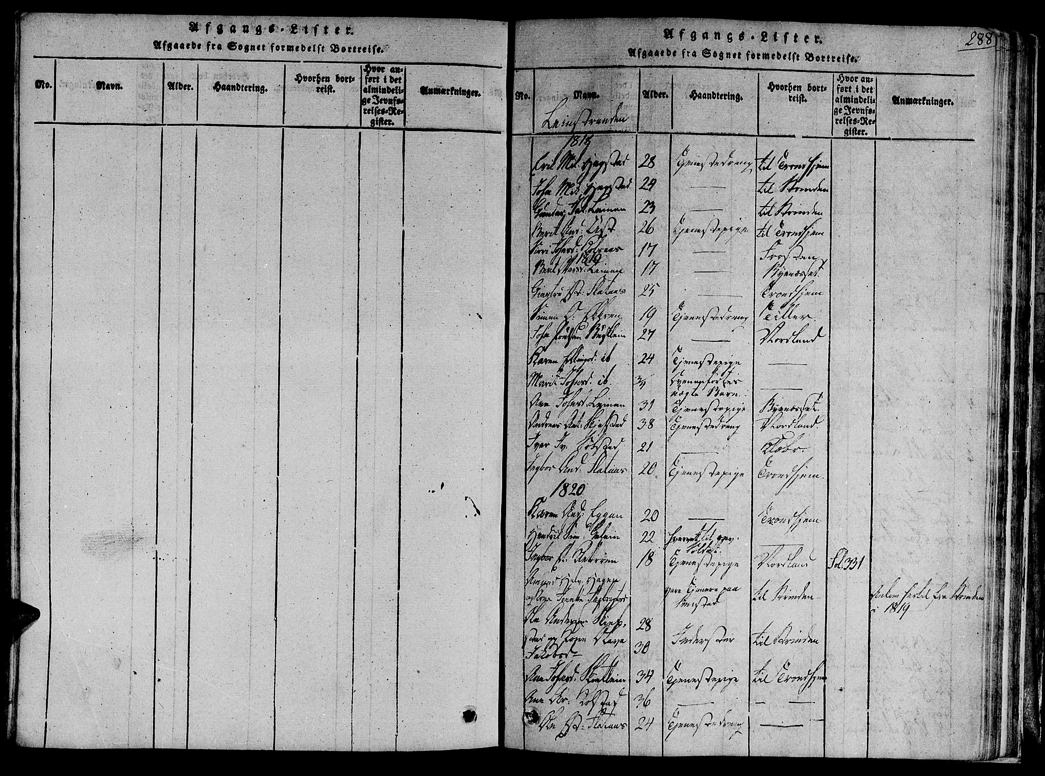 Ministerialprotokoller, klokkerbøker og fødselsregistre - Sør-Trøndelag, AV/SAT-A-1456/691/L1067: Ministerialbok nr. 691A03 /3, 1816-1826, s. 288