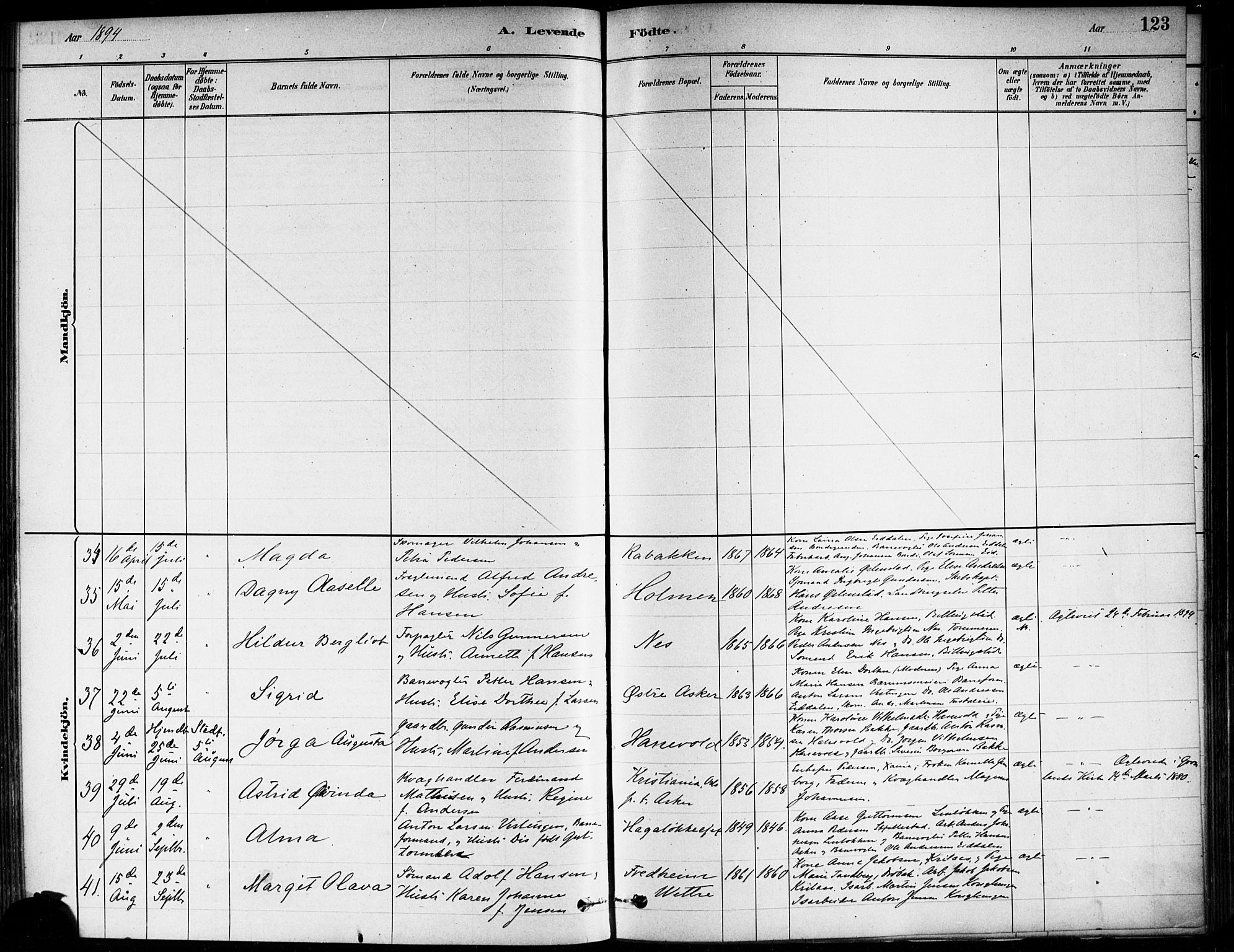 Asker prestekontor Kirkebøker, AV/SAO-A-10256a/F/Fa/L0013: Ministerialbok nr. I 13, 1879-1896, s. 123