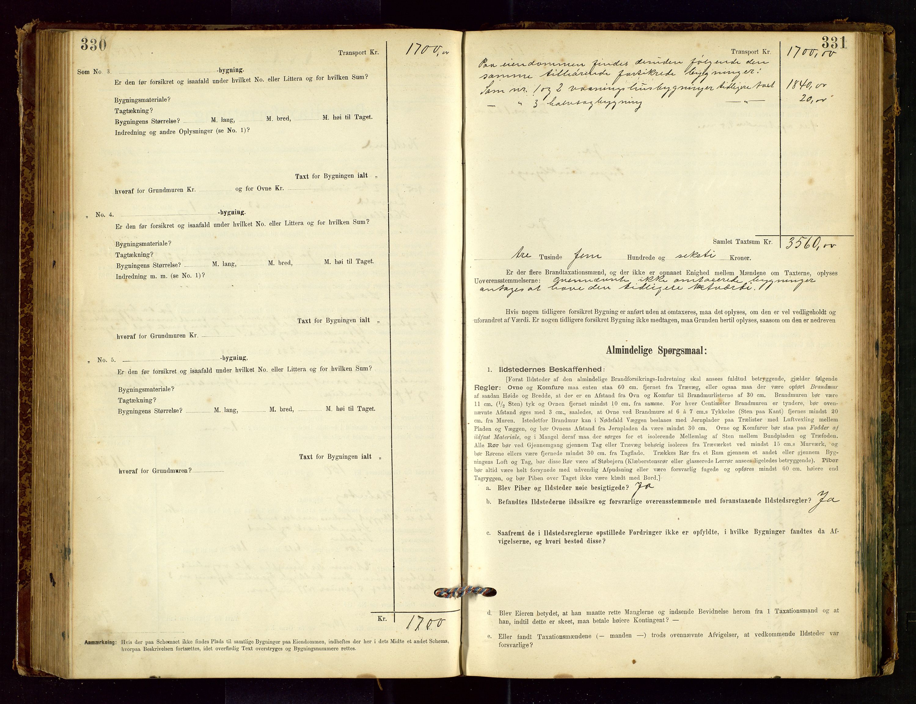 Hetland lensmannskontor, AV/SAST-A-100101/Gob/L0001: "Brandtaxationsprotokol", 1895-1918, s. 330-331