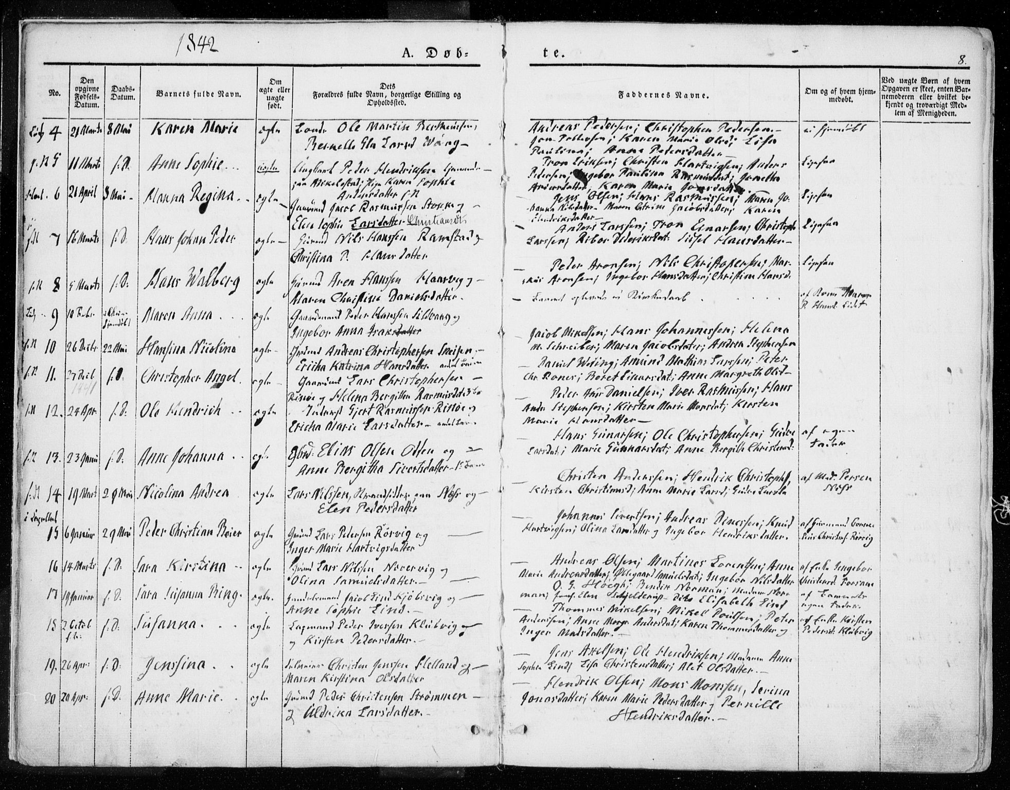 Ministerialprotokoller, klokkerbøker og fødselsregistre - Nordland, AV/SAT-A-1459/872/L1033: Ministerialbok nr. 872A08, 1840-1863, s. 8