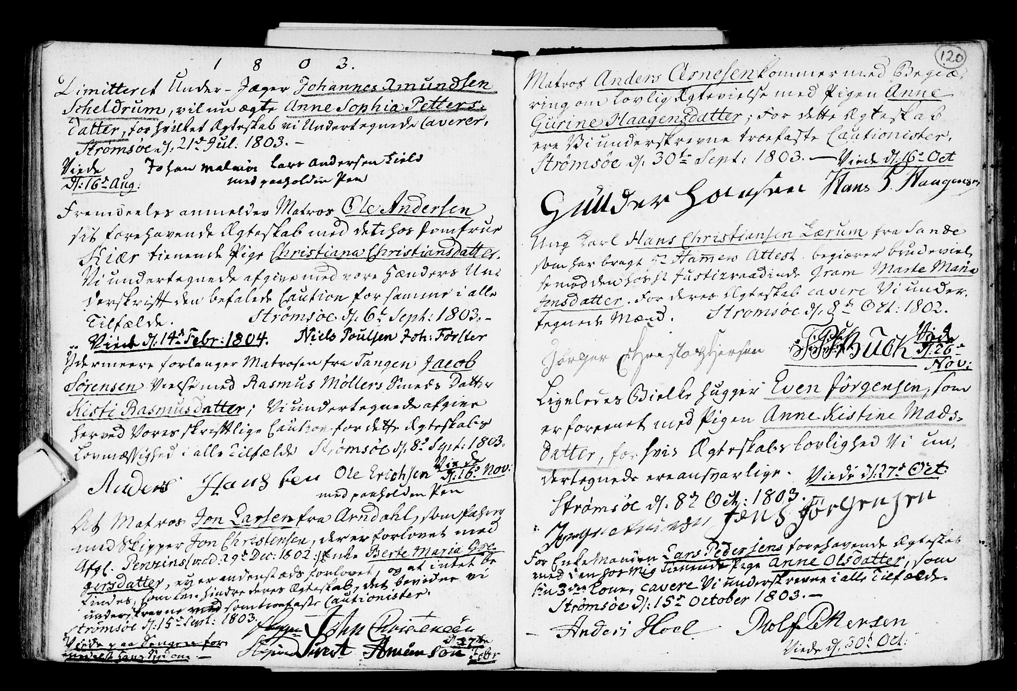 Strømsø kirkebøker, SAKO/A-246/H/Hb/L0001: Forlovererklæringer nr. 1, 1752-1815, s. 120