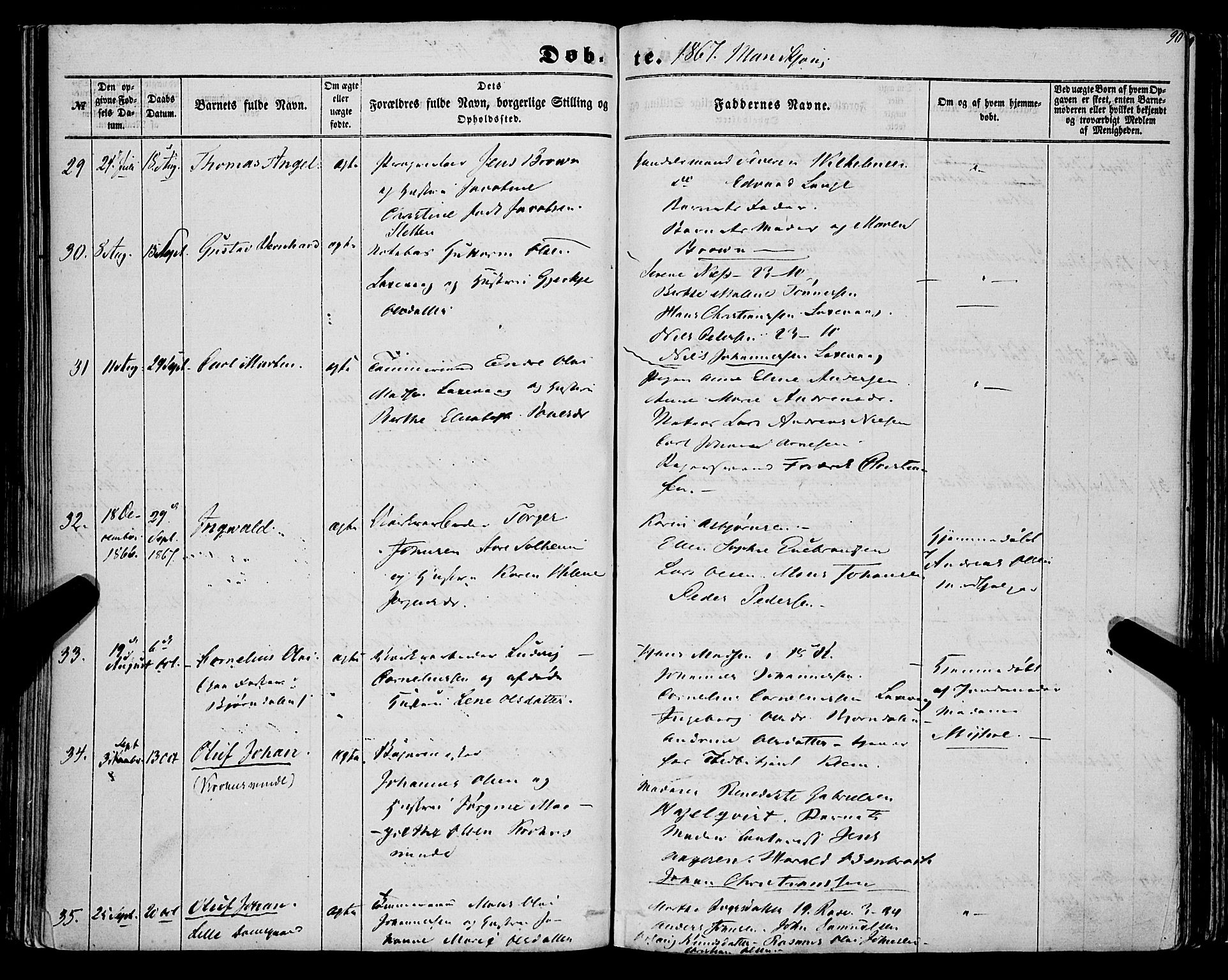 St. Jørgens hospital og Årstad sokneprestembete, AV/SAB-A-99934: Ministerialbok nr. A 5, 1857-1869, s. 90