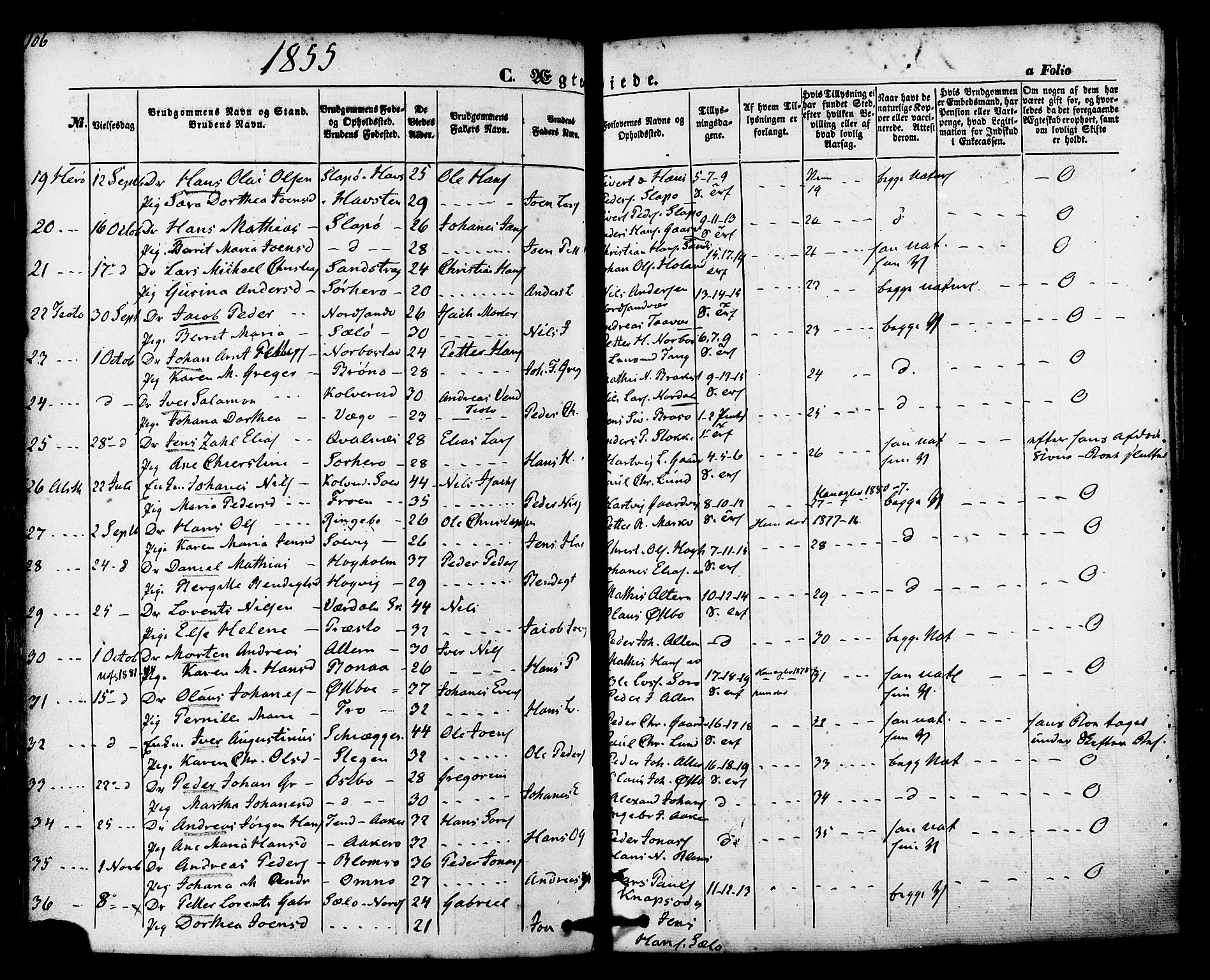 Ministerialprotokoller, klokkerbøker og fødselsregistre - Nordland, AV/SAT-A-1459/830/L0448: Ministerialbok nr. 830A12, 1855-1878, s. 106