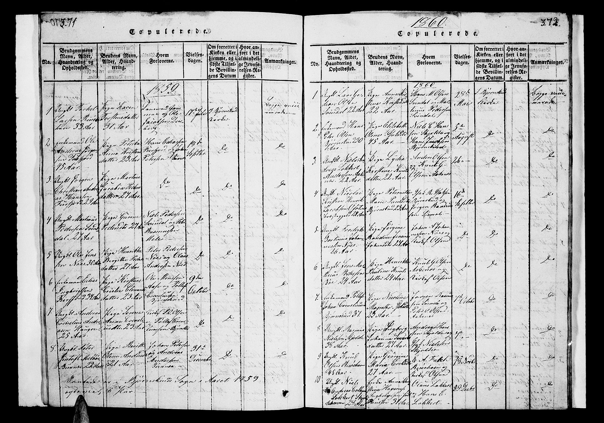 Ministerialprotokoller, klokkerbøker og fødselsregistre - Nordland, AV/SAT-A-1459/899/L1446: Klokkerbok nr. 899C01, 1820-1868, s. 371-372