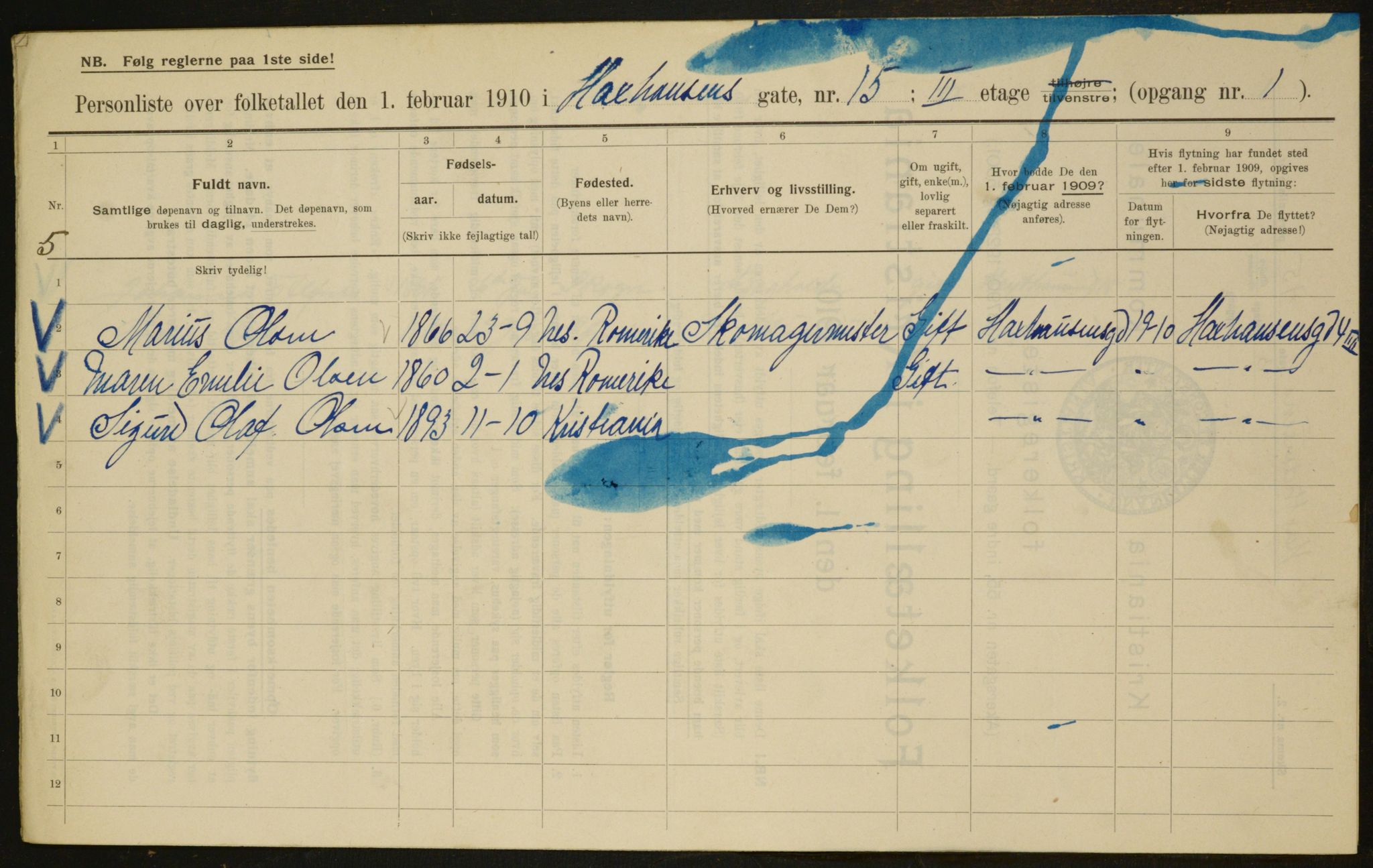 OBA, Kommunal folketelling 1.2.1910 for Kristiania, 1910, s. 34542