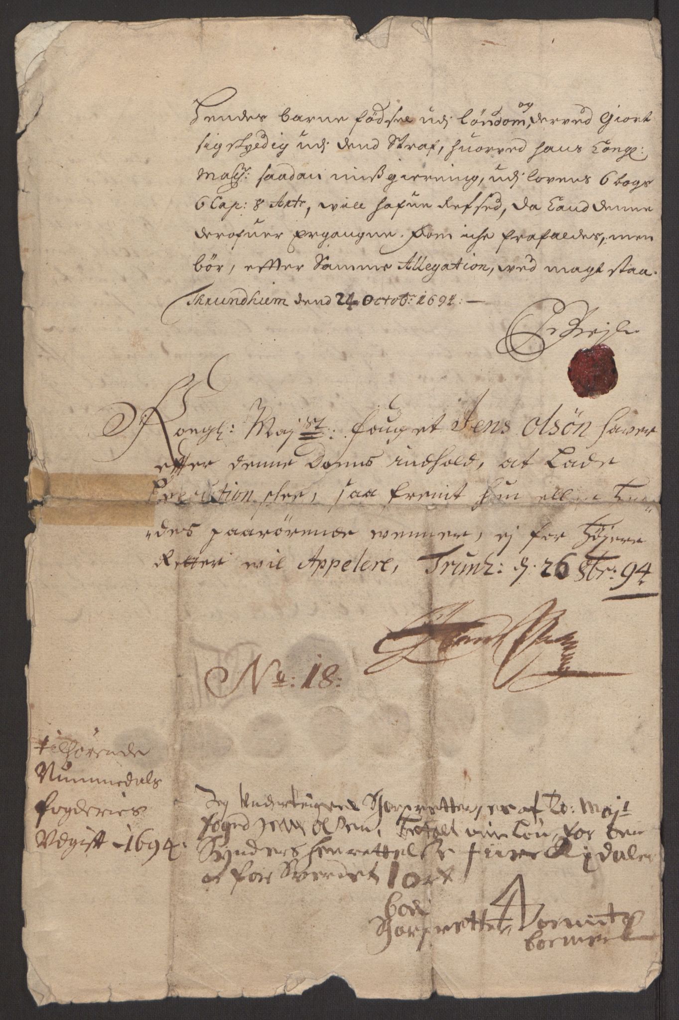 Rentekammeret inntil 1814, Reviderte regnskaper, Fogderegnskap, RA/EA-4092/R64/L4424: Fogderegnskap Namdal, 1692-1695, s. 449