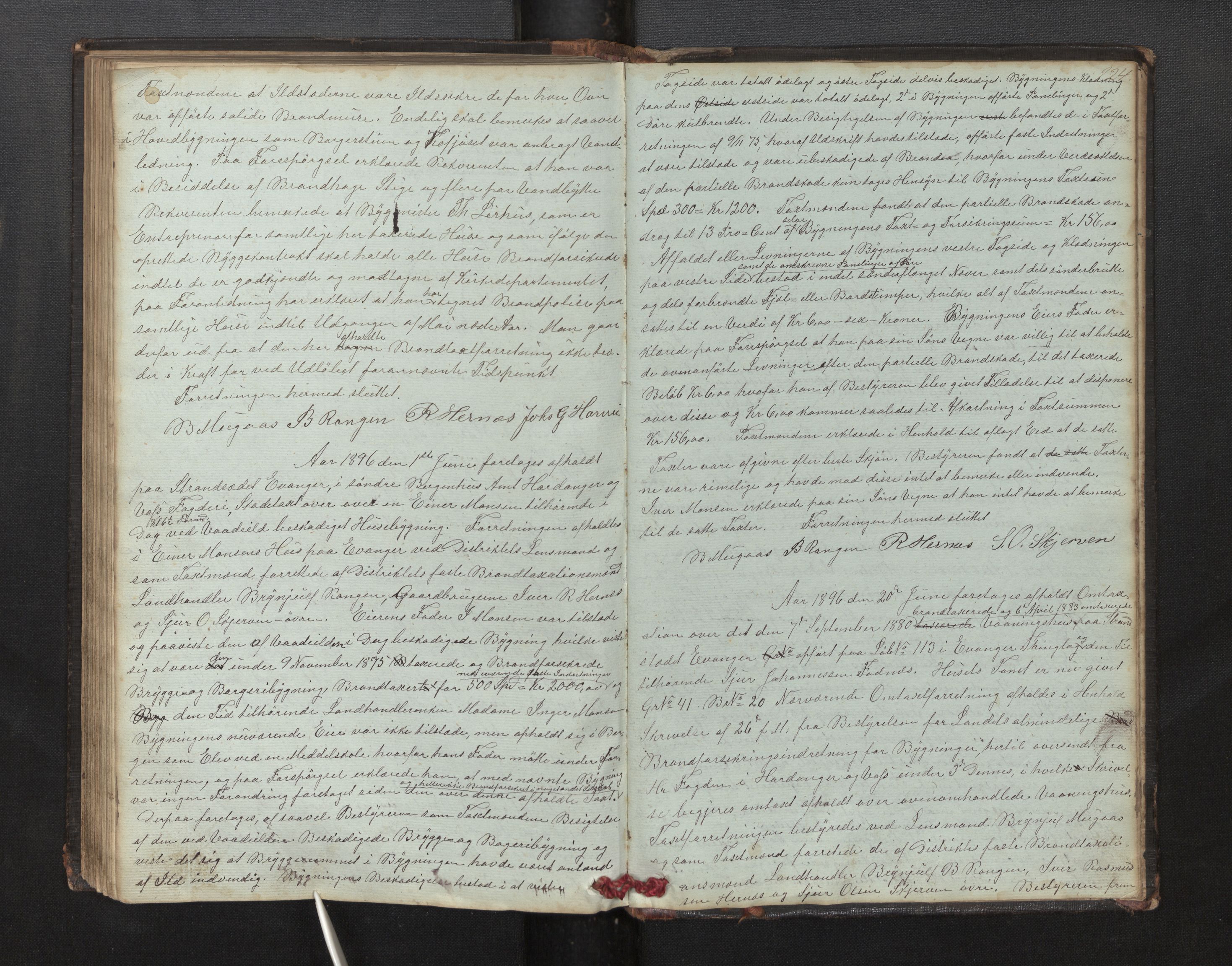 Lensmannen i Evanger, AV/SAB-A-31701/0012/L0001: Branntakstprotokoll, 1846-1914, s. 123b-124a