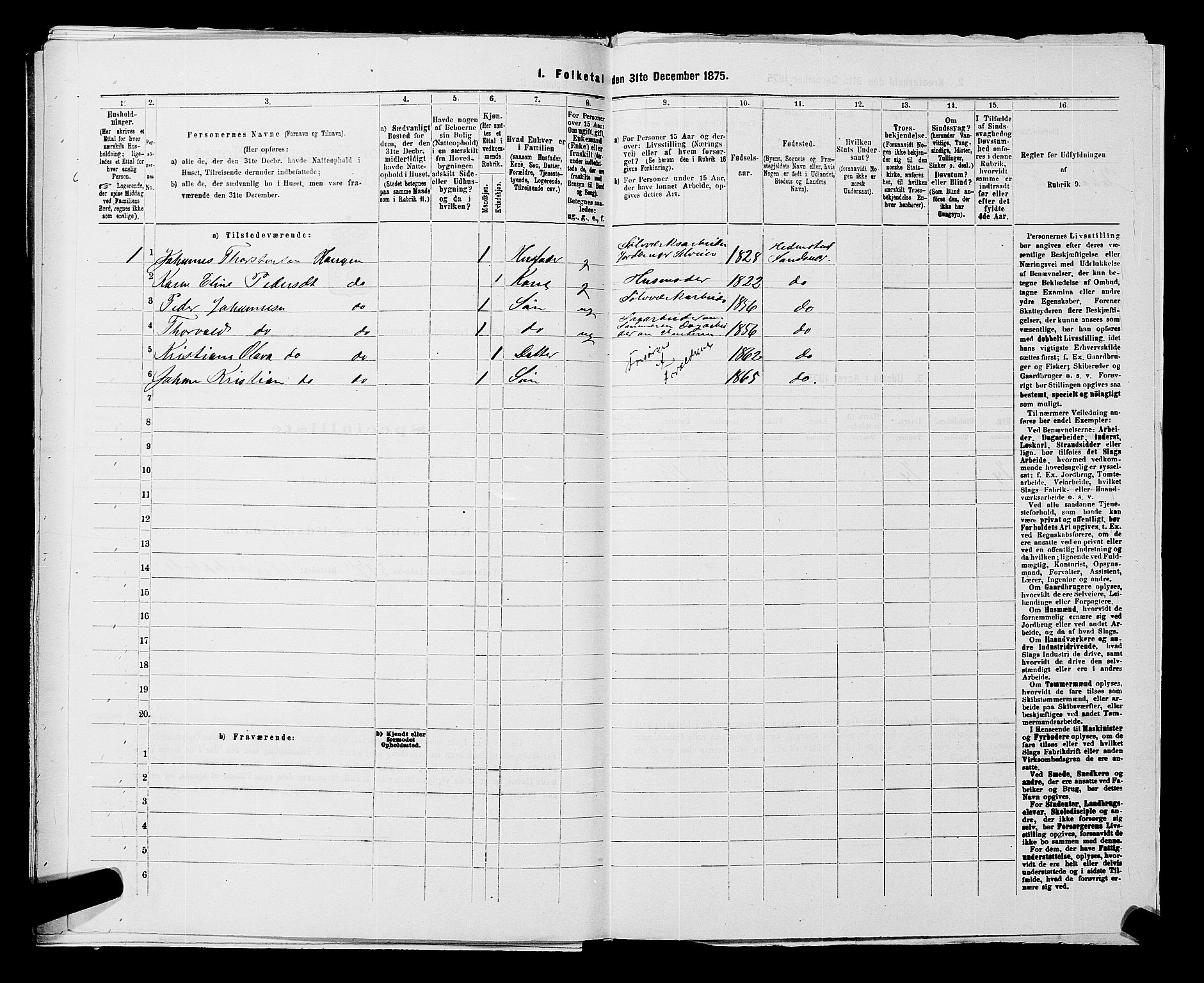 SAKO, Folketelling 1875 for 0692L Kongsberg prestegjeld, Kongsberg landsokn, 1875, s. 52