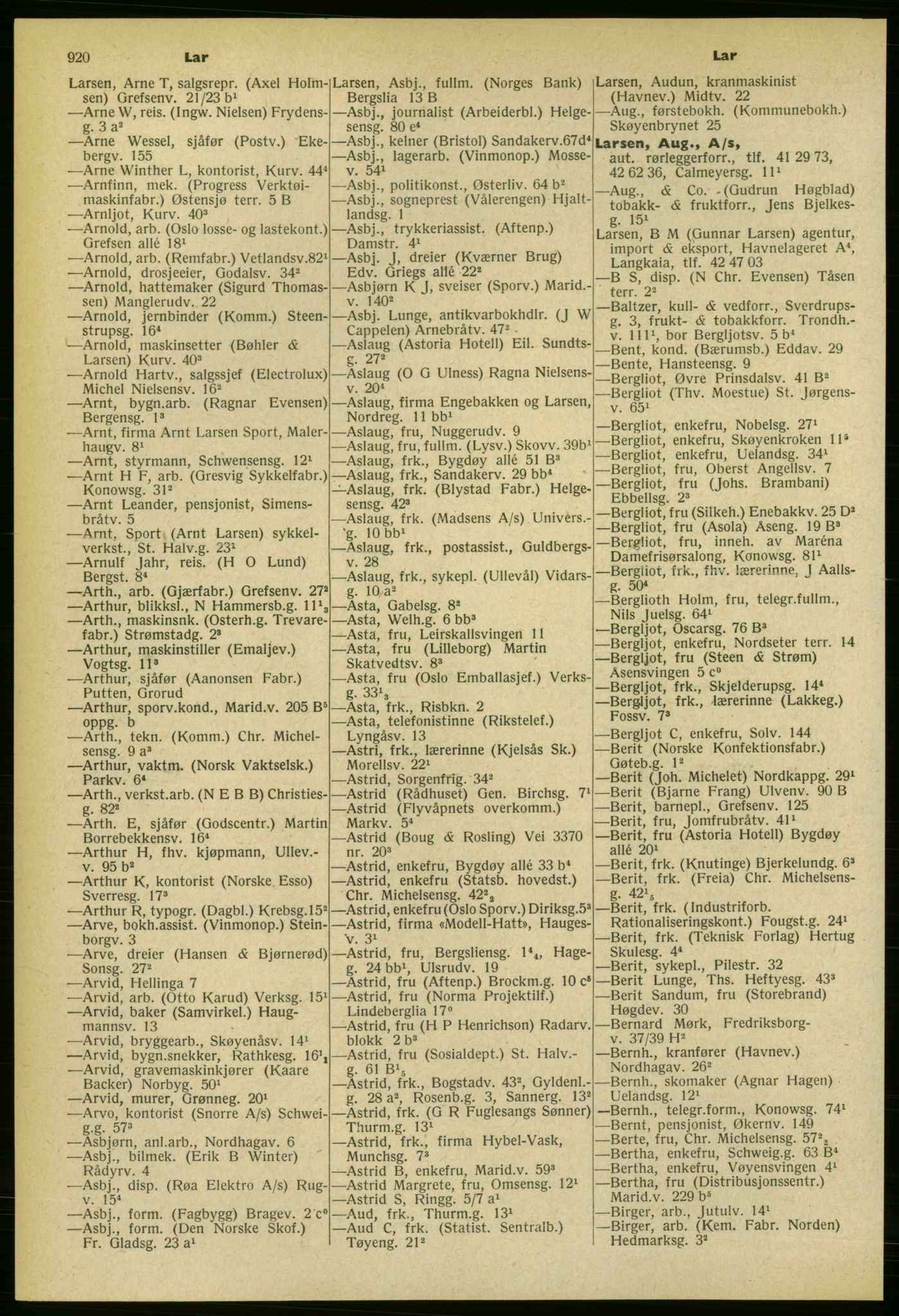 Kristiania/Oslo adressebok, PUBL/-, 1959-1960, s. 920