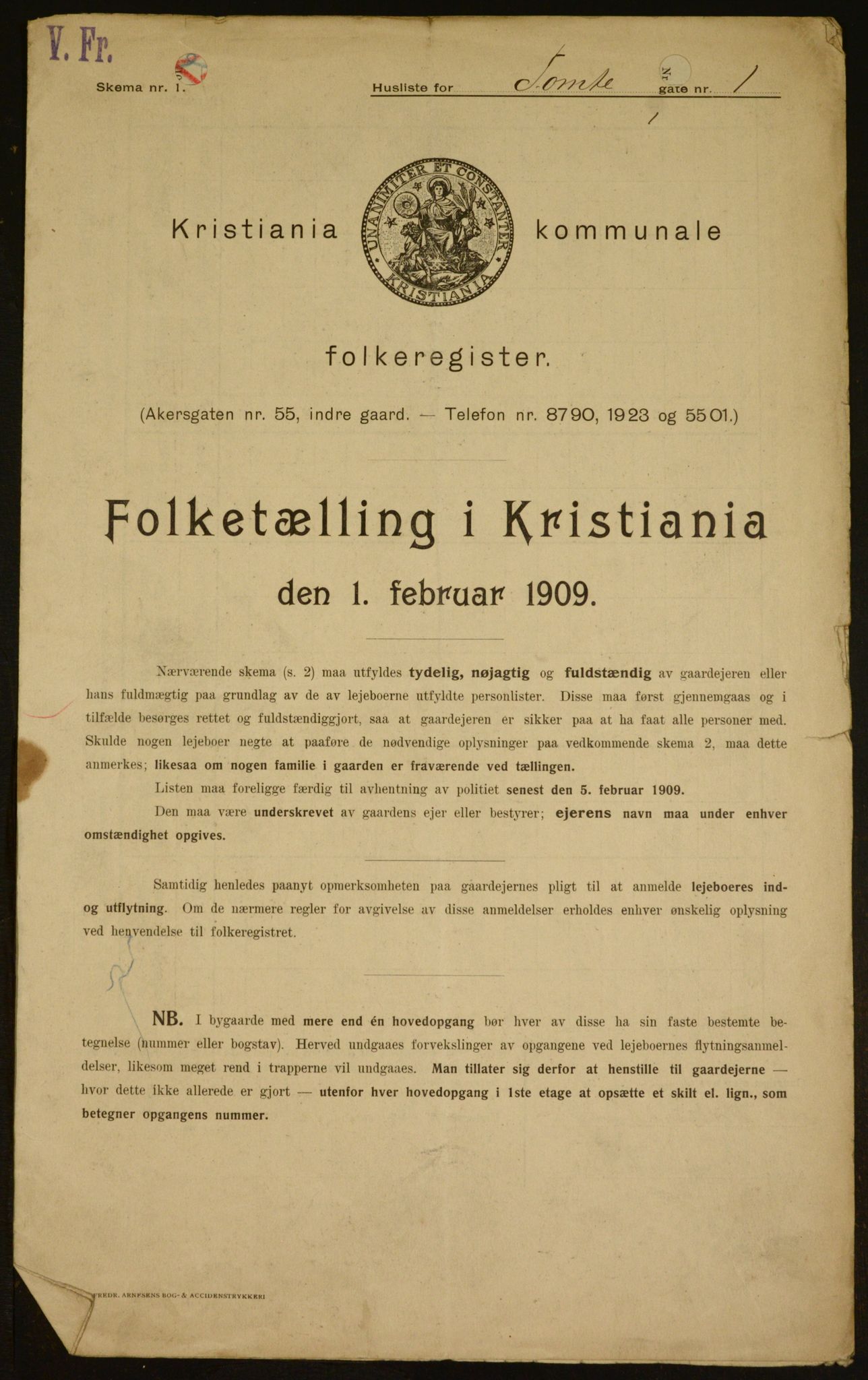 OBA, Kommunal folketelling 1.2.1909 for Kristiania kjøpstad, 1909, s. 102837