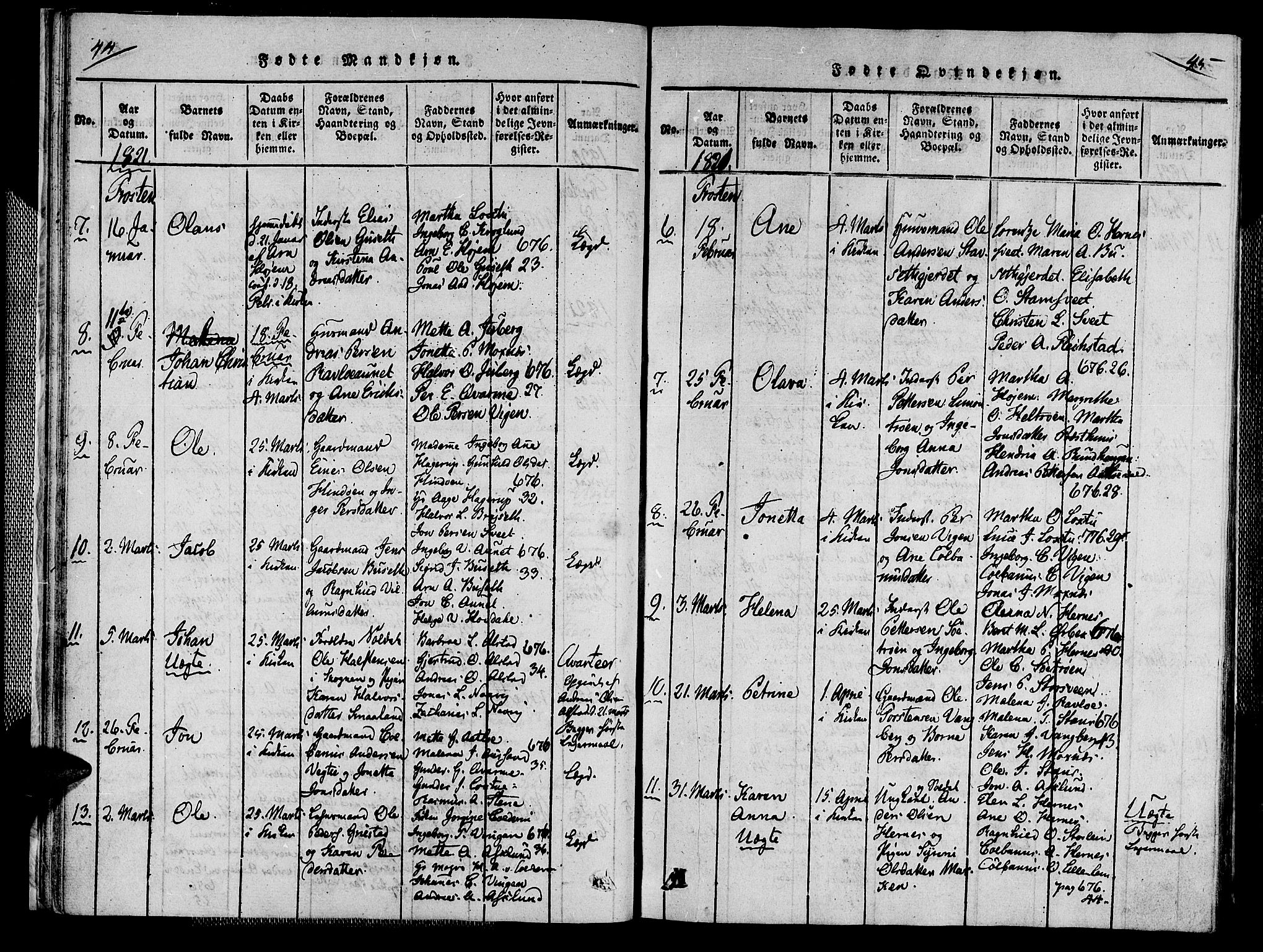 Ministerialprotokoller, klokkerbøker og fødselsregistre - Nord-Trøndelag, SAT/A-1458/713/L0112: Ministerialbok nr. 713A04 /1, 1817-1827, s. 44-45