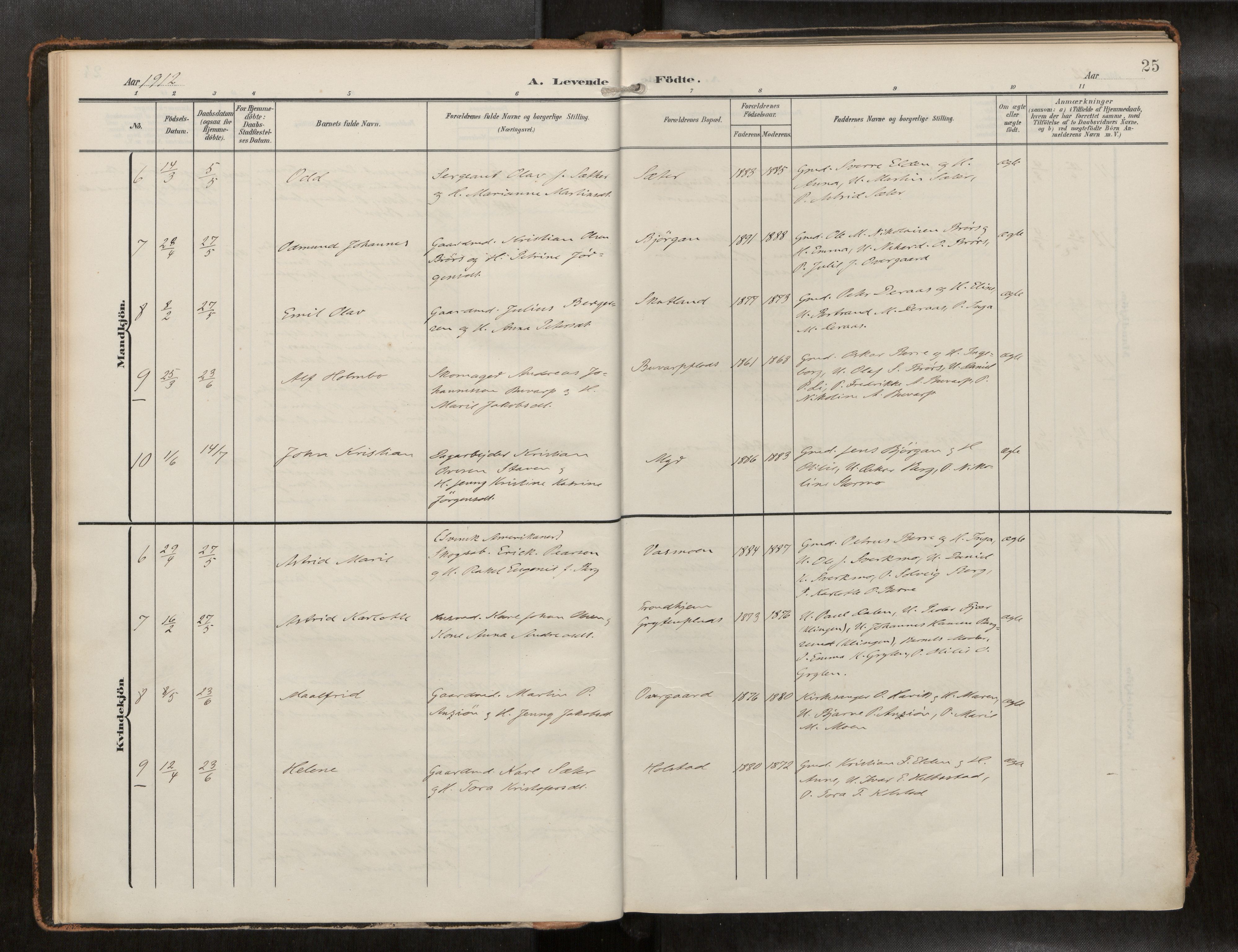 Ministerialprotokoller, klokkerbøker og fødselsregistre - Nord-Trøndelag, AV/SAT-A-1458/742/L0409a: Ministerialbok nr. 742A03, 1906-1924, s. 25