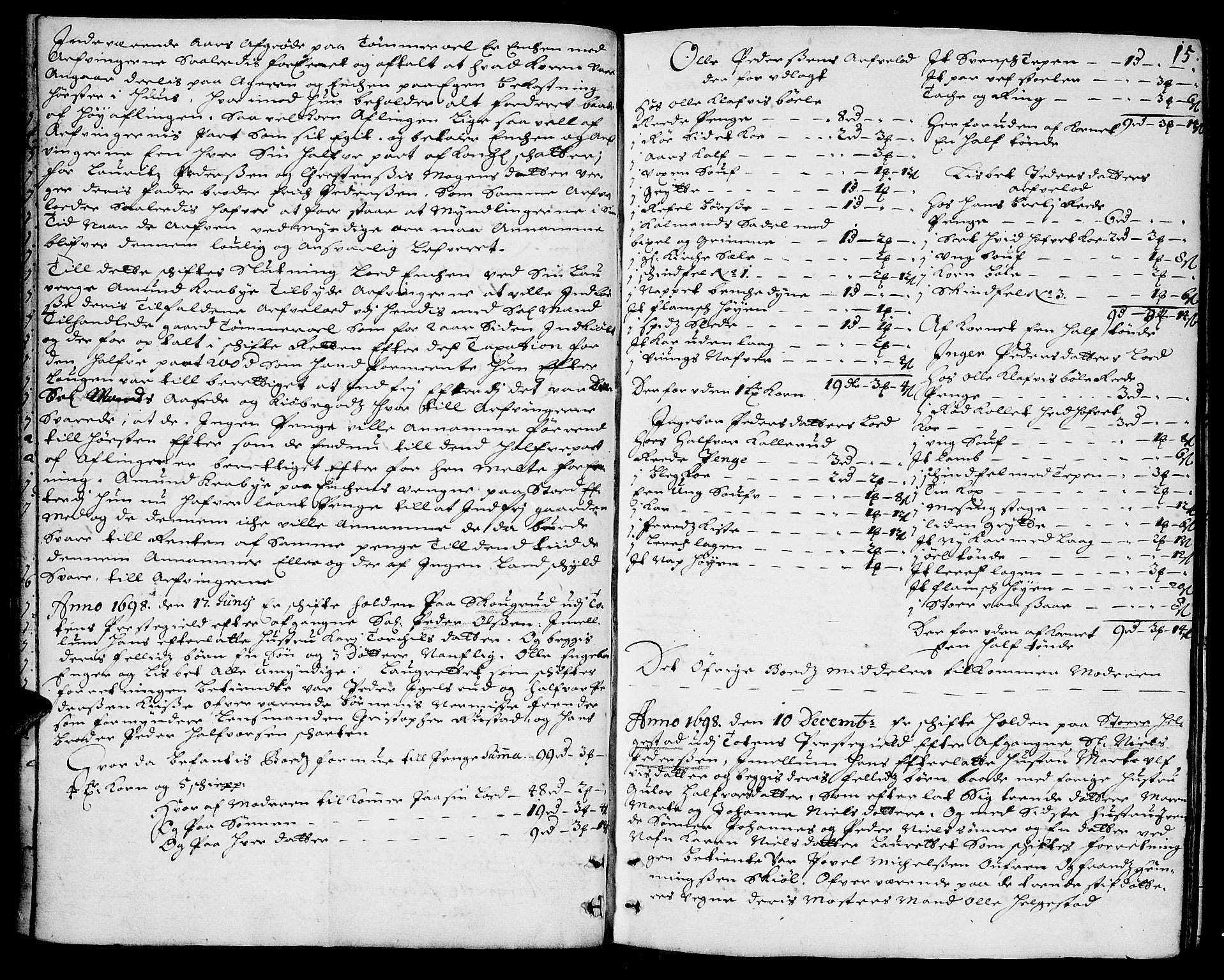 Toten tingrett, SAH/TING-006/J/Ja/L0005: Skifteprotokoll, 1697-1704, s. 14b-15a